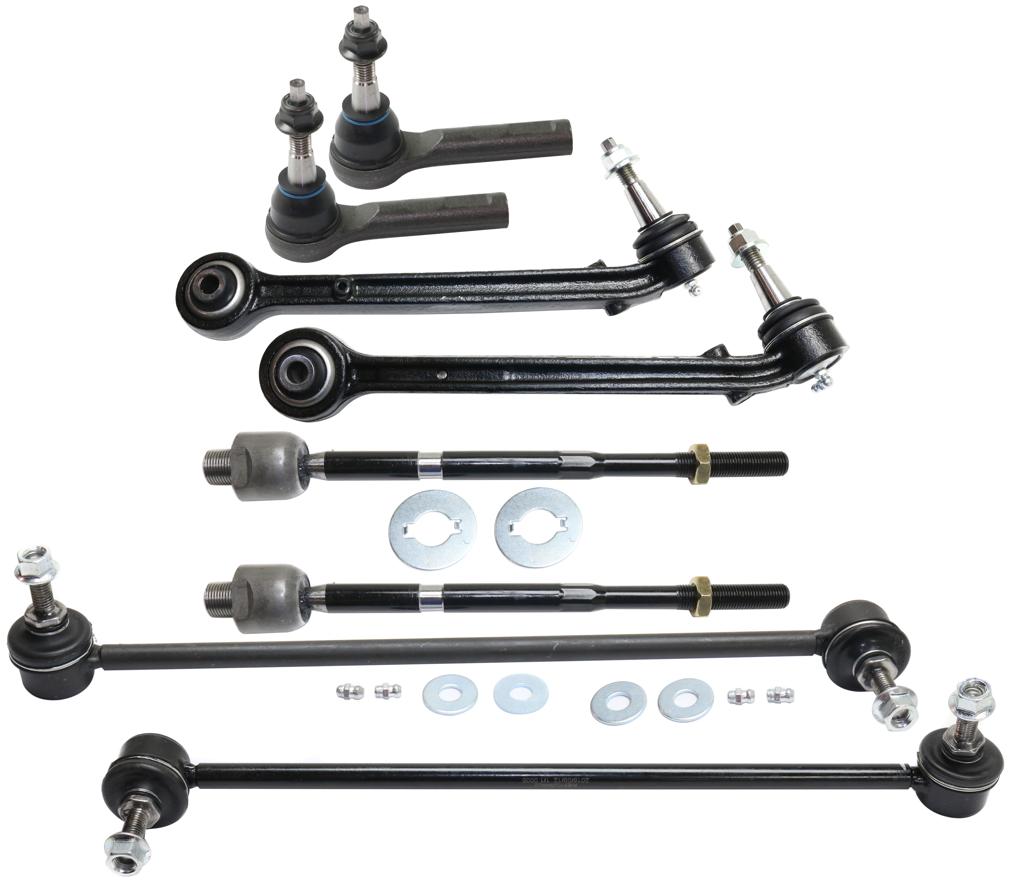 AM CAMARO 10-15 FRONT CONTROL ARM KIT RH AND LH Lower Rearward w ball joint s 8 pc Kit with Sway Bar Link and Tie Rod End SKU KIT 111517-27 OEM 20951300-20951301 GS508104 SL9