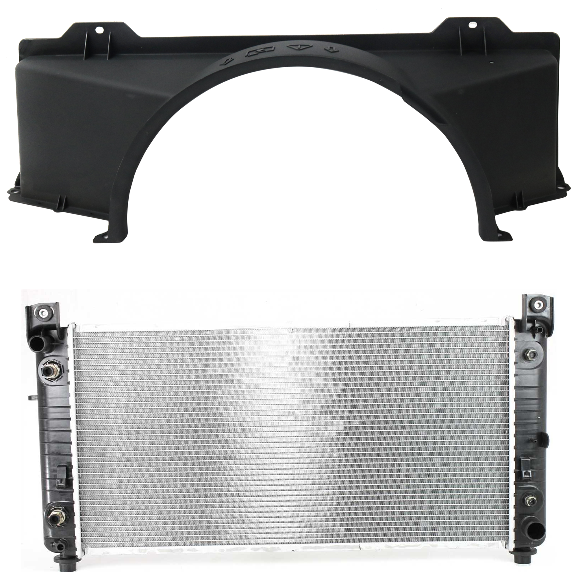 AM SILVERADO 1500-03-04 SIERRA 1500-02-04 RADIATOR 2 pc kit 5.3L 6.0L 8Cyl w Engine Oil Cooler Includes 2007 Classic with Fan Shroud SKU KIT 111623-03 Partslink GM3010274 GM3110135 OEM 22840116-15088328