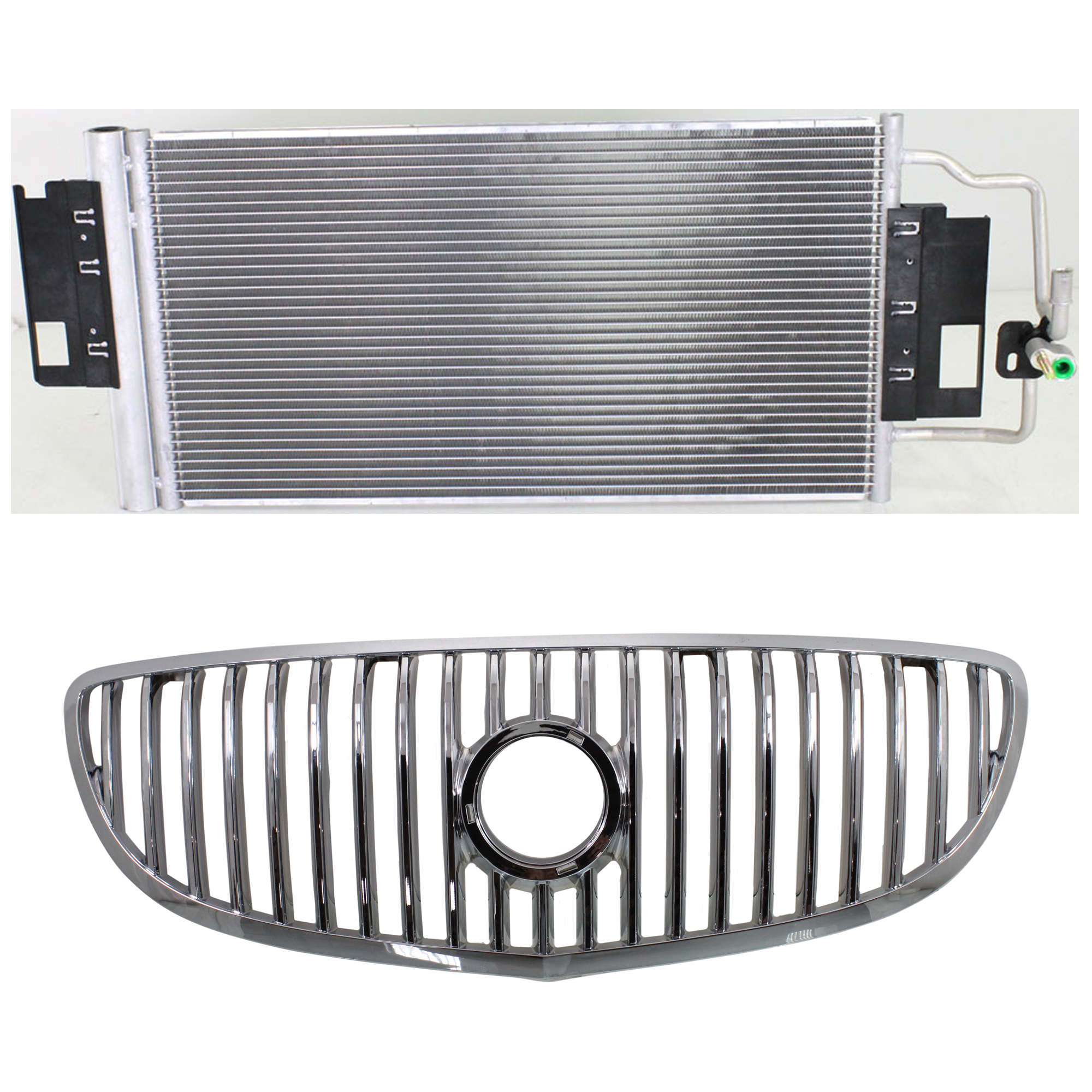 AM LACROSSE ALLURE 08-09 GRILLE 2 pc kit Chrome Shell and Insert with A C Condenser SKU KIT 111823-02 Partslink GM1200618 GM3030268 OEM 15889923-23287351