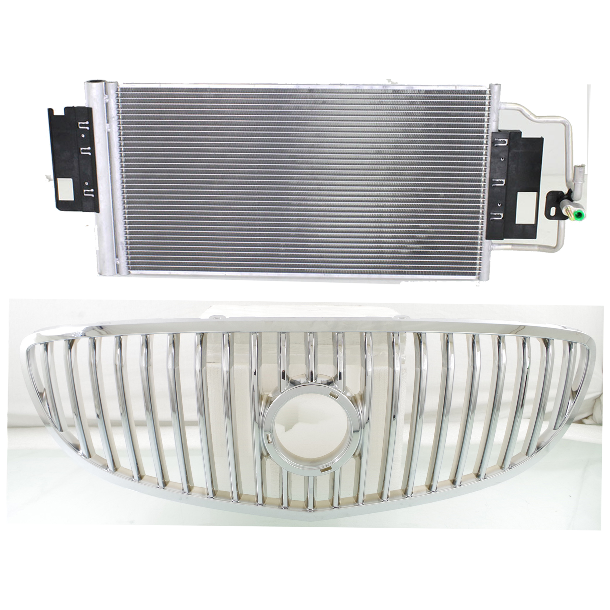 AM LACROSSE ALLURE 08-09 GRILLE 2 pc kit Chrome Shell and Insert with A C Condenser CAPA SKU KIT 111823-03 Partslink GM1200618C GM3030268 OEM 15889923-23287351