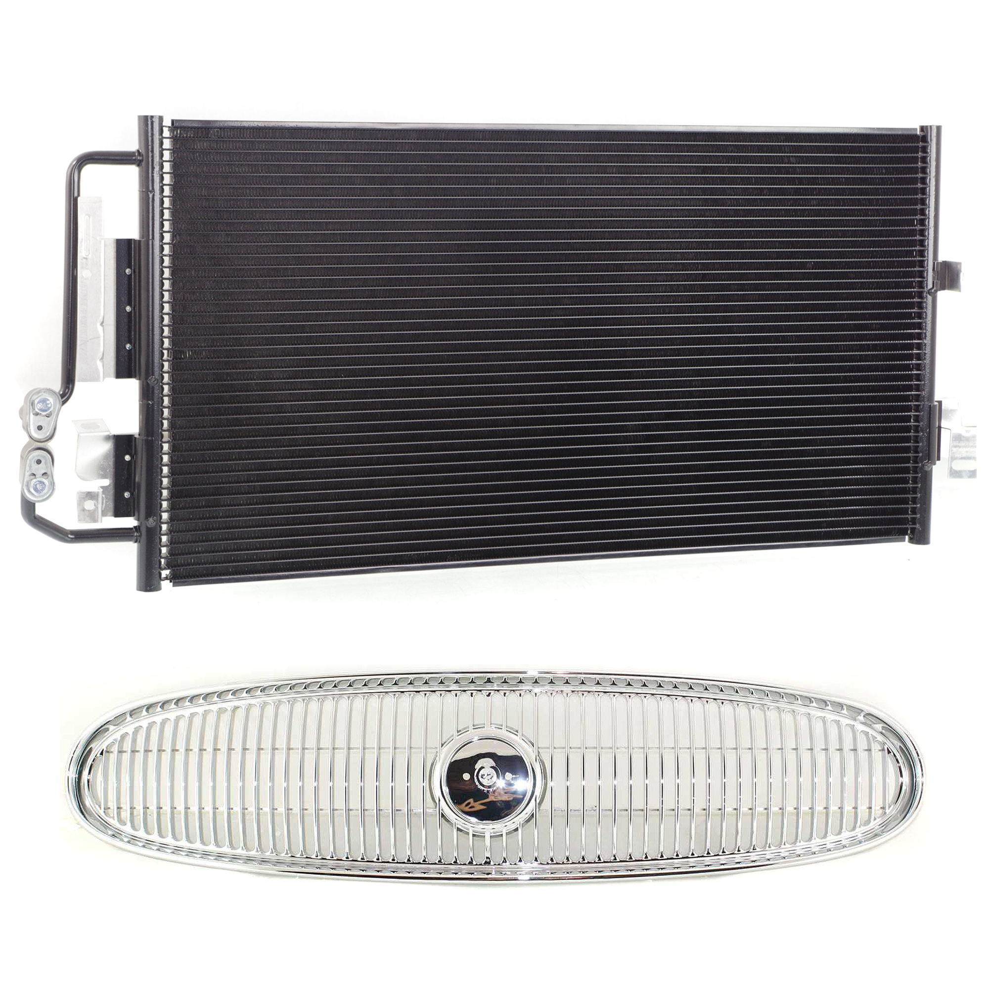 AM LESABRE 00-05 GRILLE 2 pc kit Chrome Shell and Insert with A C Condenser SKU KIT 111823-10 Partslink GM1200427 GM3030108 OEM 25767965-52482155