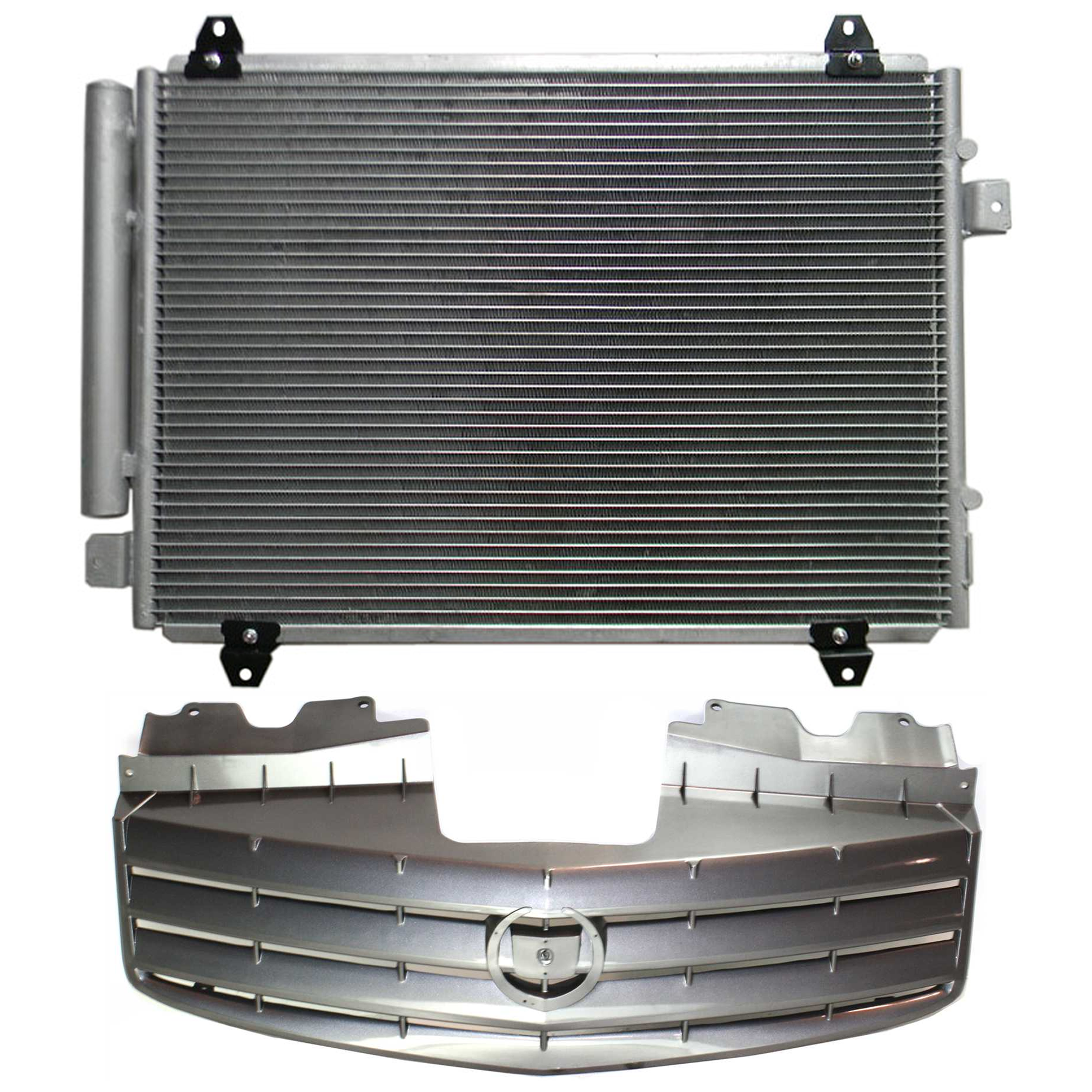 AM CTS 03-07 GRILLE 2 pc kit Primed Shell and Insert with A C Condenser SKU KIT 111823-30 Partslink GM1200467 GM3030242 OEM 25765389-19129982