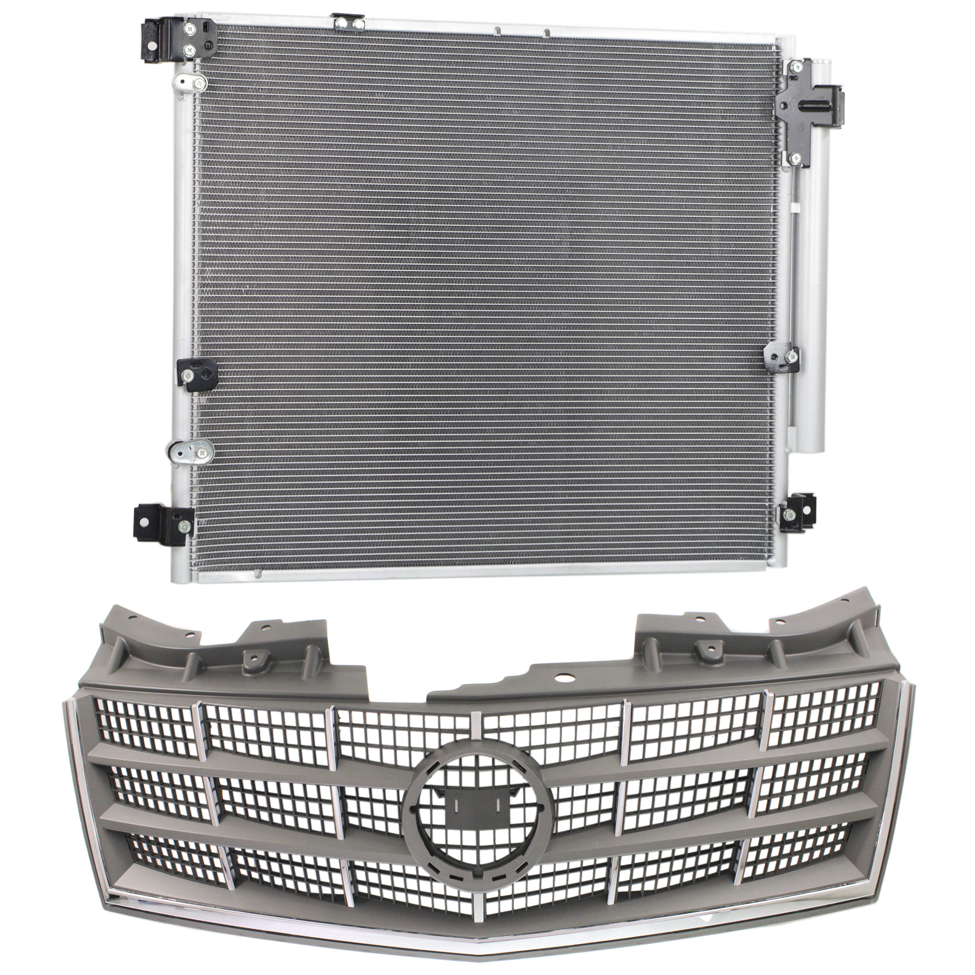 AM STS 08-09 GRILLE 2 pc kit Gray Shell and Insert with A C Condenser SKU KIT 111823-60 Partslink GM1200659 GM3030263 OEM 25876961-89022521