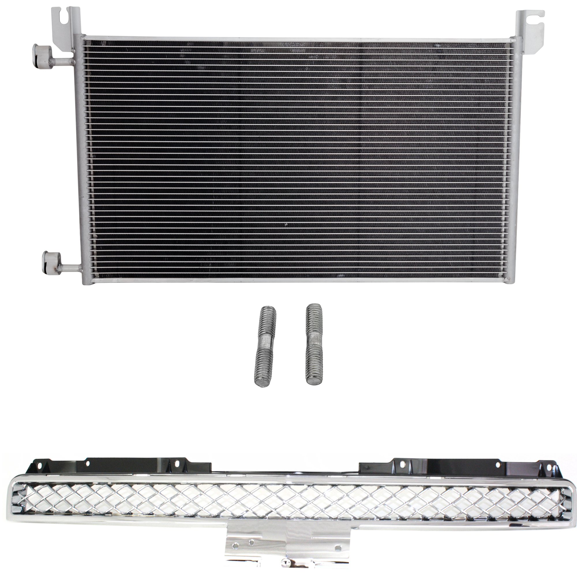 AM SUBURBAN 1500 TAHOE 07-14 AVALANCHE 07-13 GRILLE 2 pc kit Chrome Shell Painted Gray Platinum Insert Plastic with A C Condenser SKU KIT 111823-80 Partslink GM1200596 GM3030162 OEM 19260238-20913751
