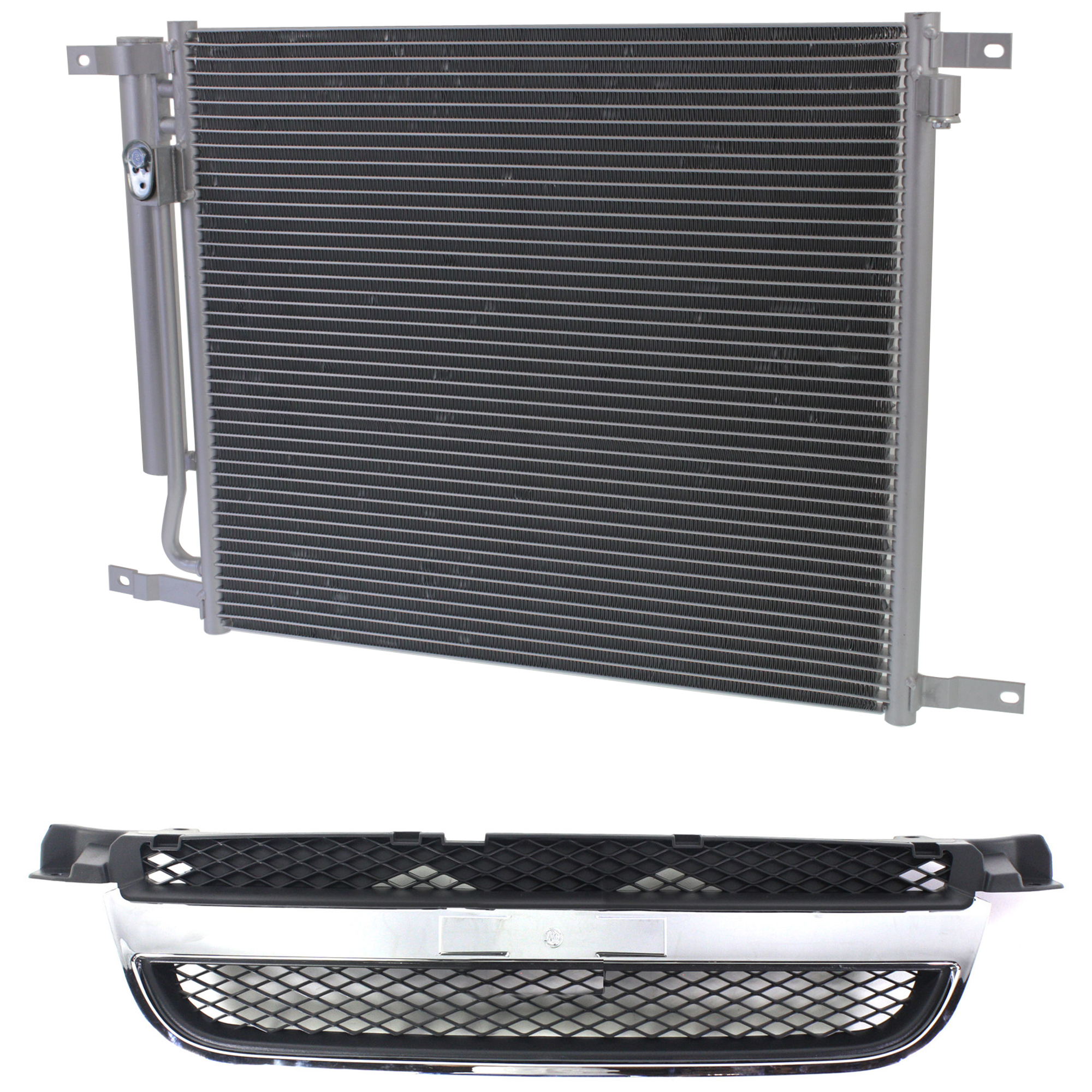 AM AVEO 09-11 GRILLE 2 pc kit Textured Black Shell and Insert with A C Condenser SKU KIT 111823-85 Partslink GM1200577 GM3030290 OEM 96648529-95227758