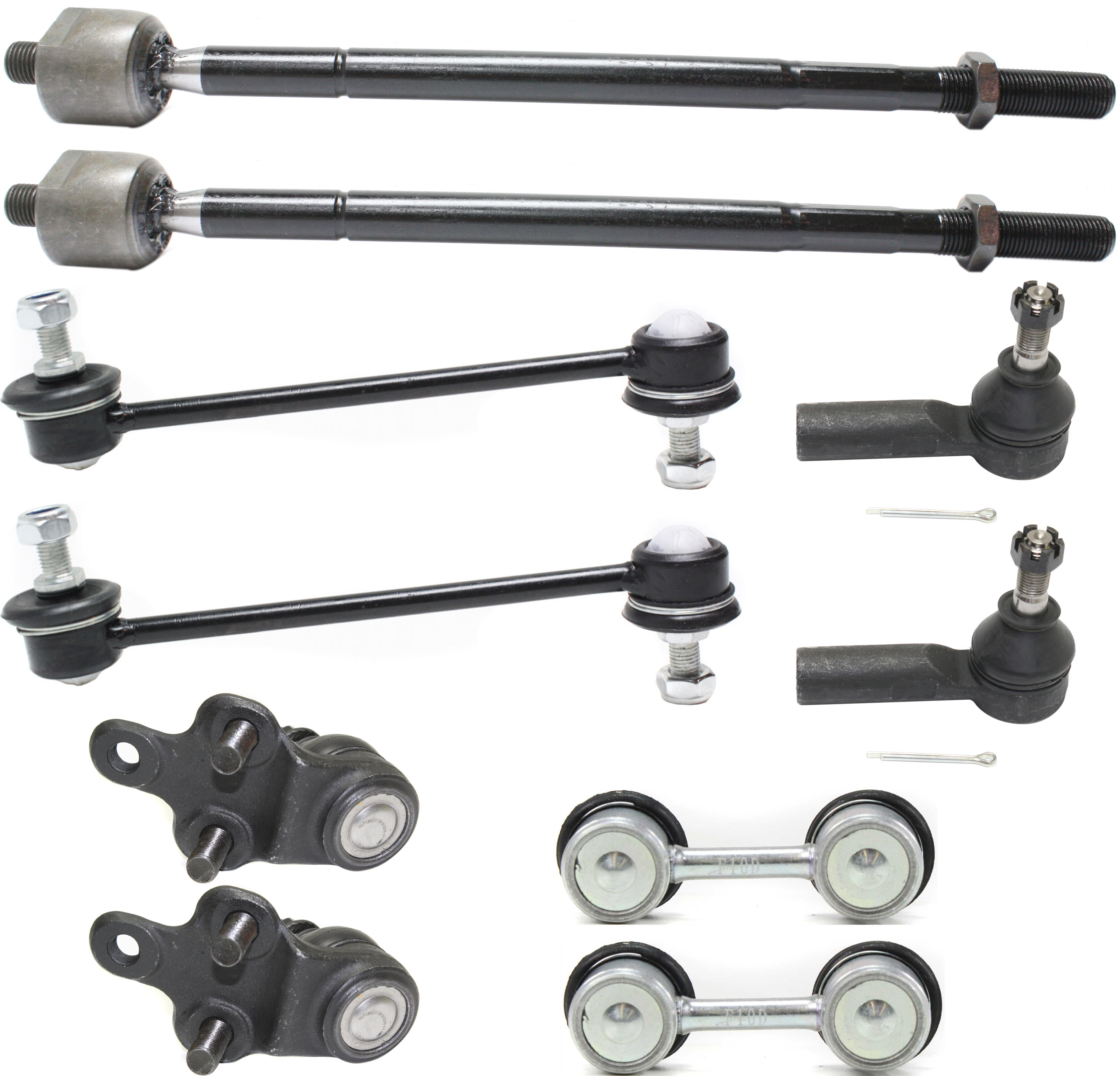 AM CAMRY 92-92 FRONT AND REAR SUSPENSION KIT RH AND LH 10 pc kit with Ball Joints Sway Bar Links and Tie Rod Ends SKU KIT 112013-04 OEM 104218-256025-1014286-2601389