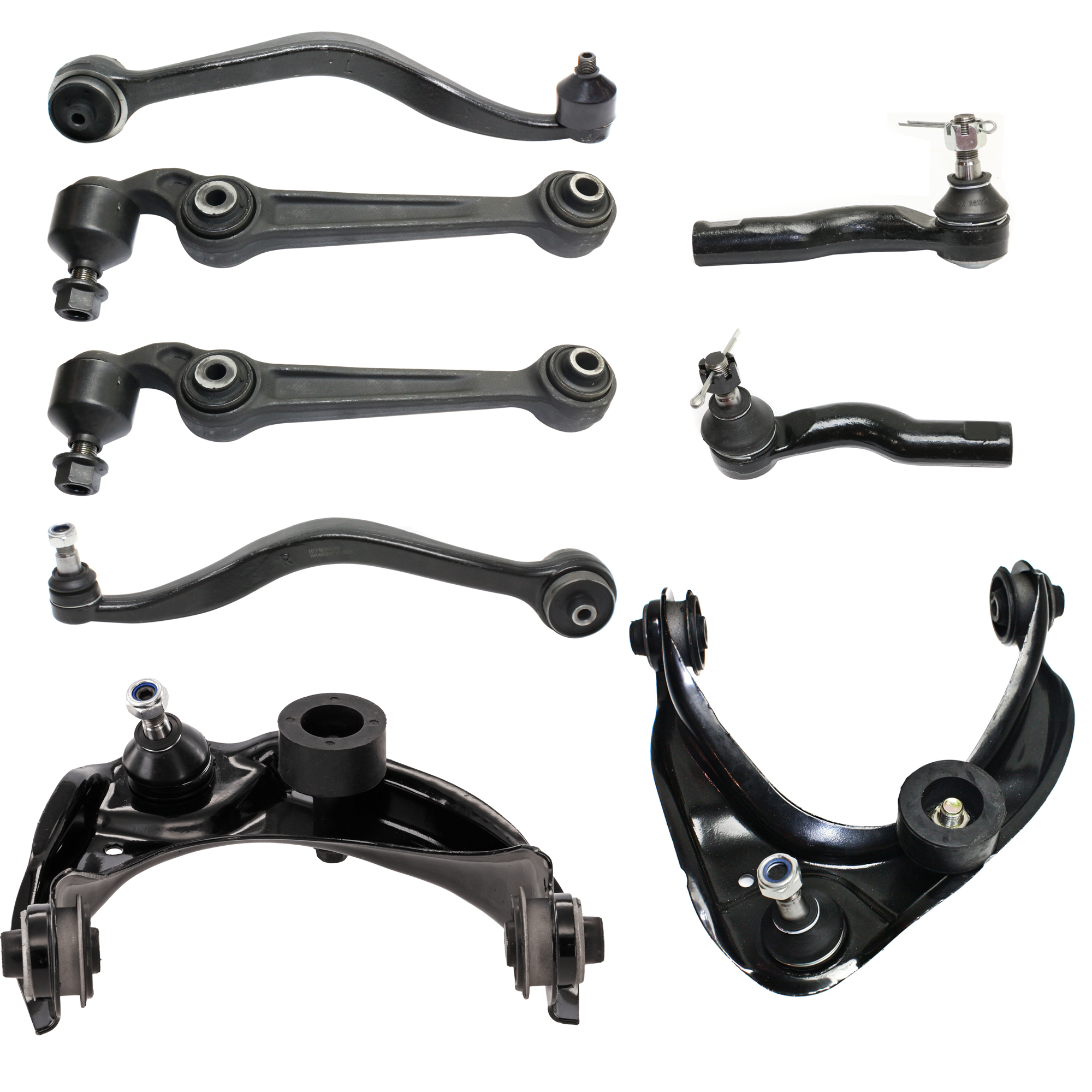 AM FUSION MKZ 07-12 FRONT CONTROL ARM KIT RH AND LH Upper and Lower Frontward and Rearward 8 pc kit with Tie Rod Ends SKU KIT 112118-08 OEM 7E5Z3078R BE5Z3078A 6M8Z3078A