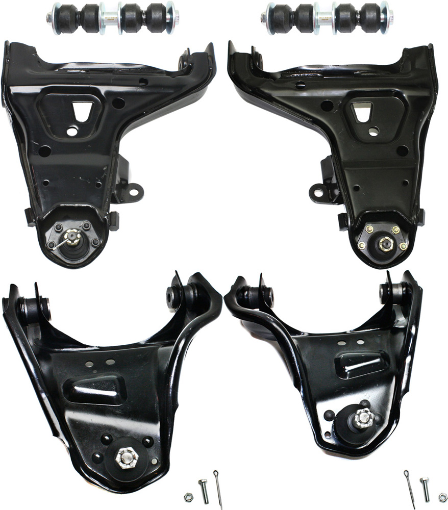 AM BLAZER JIMMY S10 SONOMA 95-00 FRONT CONTROL ARM RH AND LH Upper and Lower 6 pc kit with Ball Joint and Sway Bar Link SKU KIT 112118-16 Partslink GM4512100 GM4513100 OEM 15018807-15777767-15018808-157