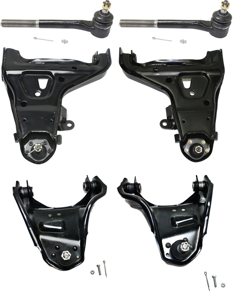 AM S15 JIMMY 84-91 SONOMA 91-00 FRONT CONTROL ARM KIT RH AND LH Upper and Lower 6 pc kit with Tie Rod Ends SKU KIT 112118-17 Partslink GM4512100 GM4513100 OEM 15018807-15777767-15018808-157
