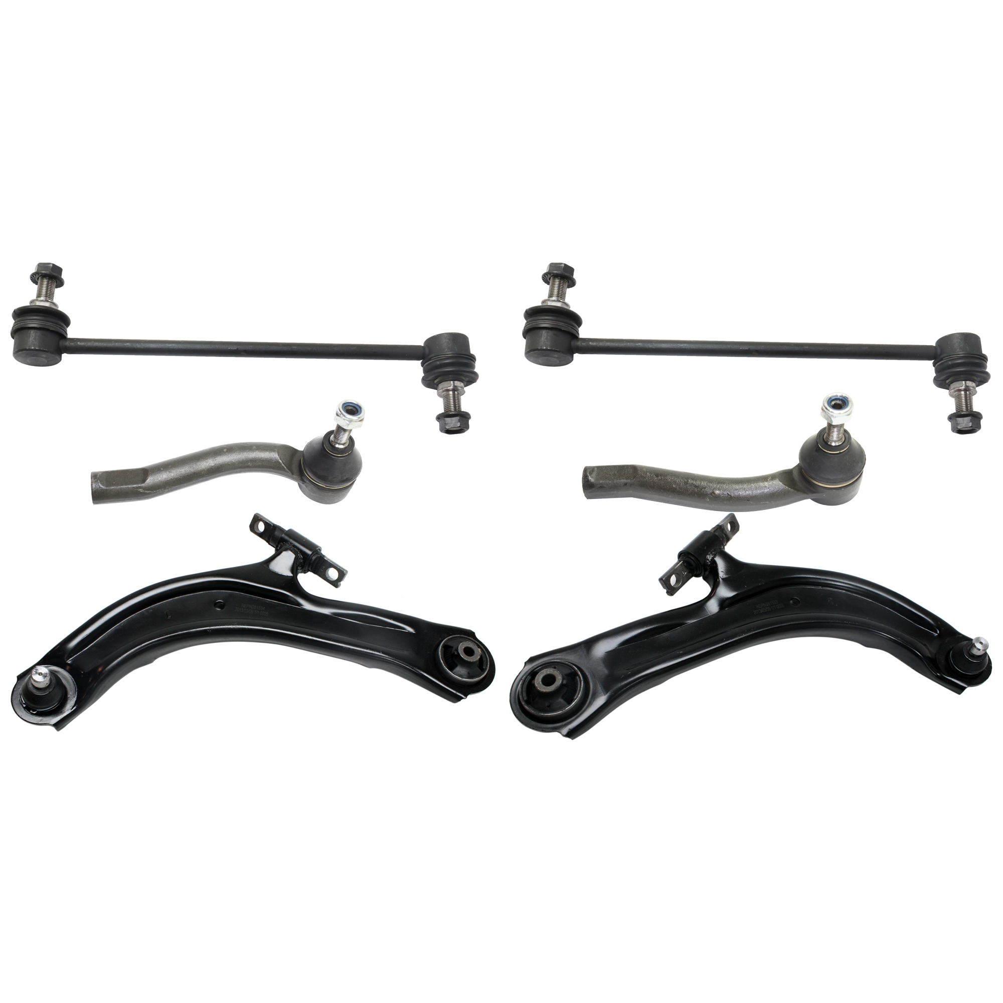 AM SENTRA 07-12 FRONT CONTROL ARM KIT RH AND LH Lower 6 pc kit with Sway Bar Links and Tie Rod End SKU KIT 112118-25 OEM 54501ET000-54500ET000-54618ET0