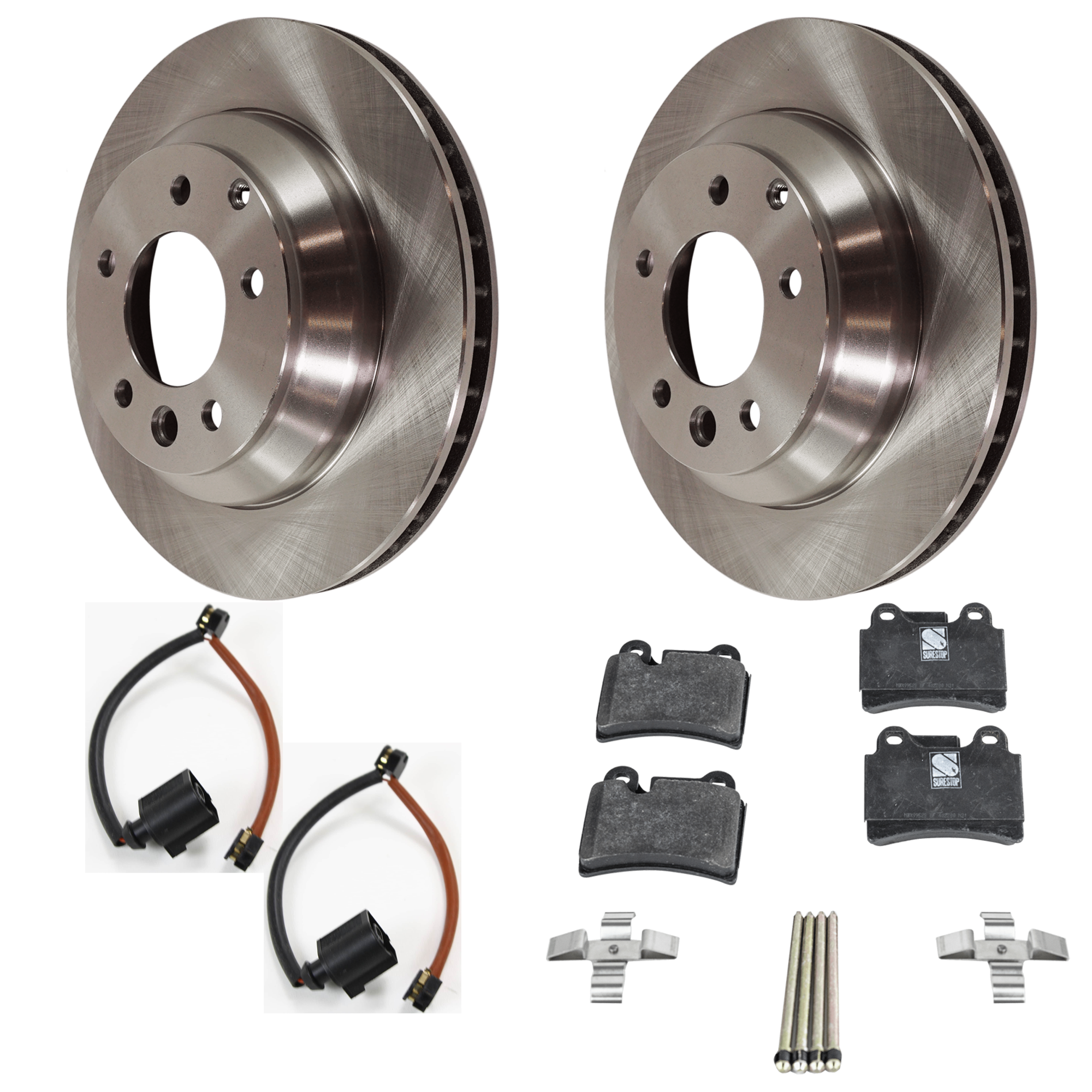 AM TOUAREG 06-09 REAR BRAKE DISC AND PAD KIT 2 Wheel Set 5 Lugs Organic with Brake Disc and Brake Pad Set SKU KIT 112124-03 OEM 7L6615601D 95535240130-7L86156