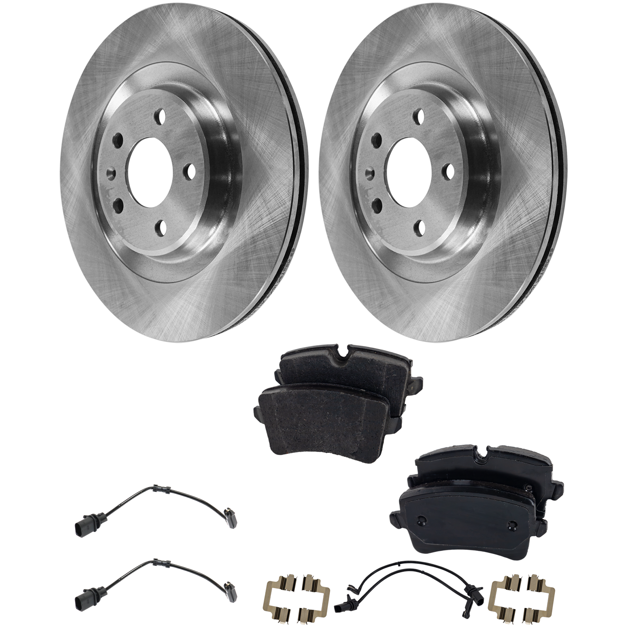 AM A6 QUATTRO A7 QUATTRO 12-18 REAR BRAKE DISC AND PAD KIT 2 Wheel Set 5 Lugs Organic with Brake Disc and Brake Pad Set SKU KIT 112124-101 OEM 4H0615601H 34102000-355252411