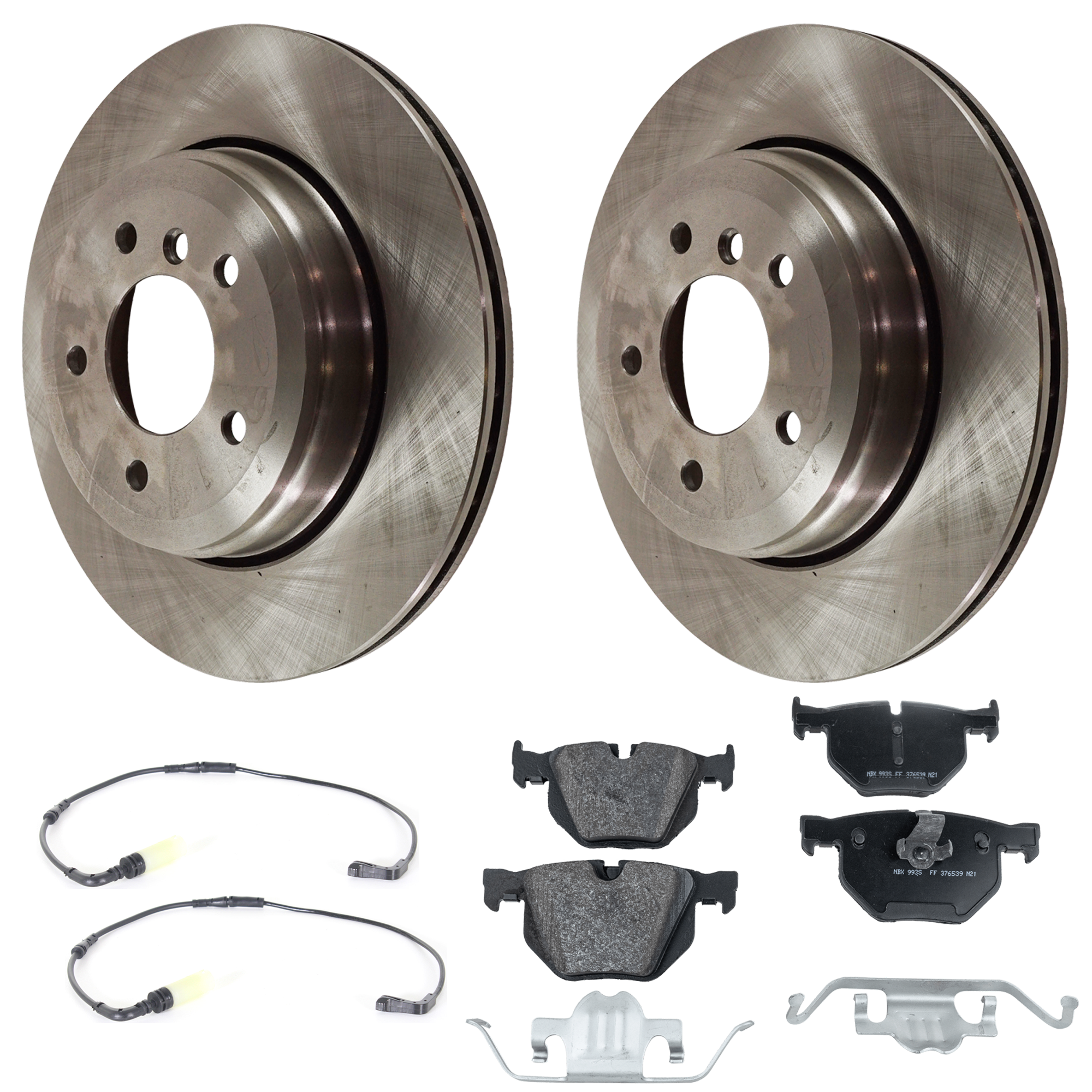 AM 5 SERIES 07-09 REAR BRAKE DISC AND PAD KIT 2 Wheel Set 5 Lugs Organic with Brake Disc and Brake Pad Set SKU KIT 112124-10 OEM 34216753215-76259-713719-71372