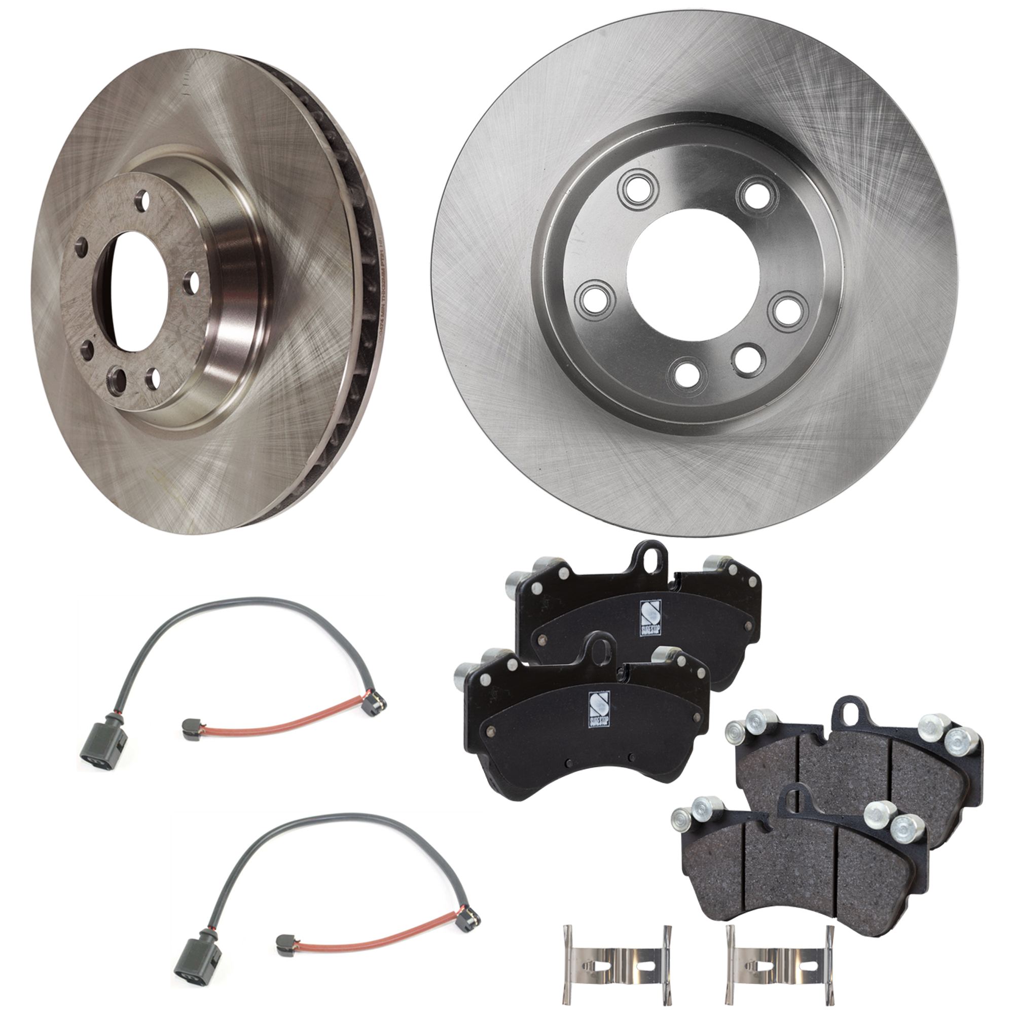 AM CAYENNE 03-10 TOUAREG 04-06 FRONT BRAKE DISC AND PAD KIT 2 Wheel Set 5 Lugs Organic with Brake Disc and Brake Pad Set SKU KIT 112124-115 OEM 7L6615302E 95535140250-7L86153