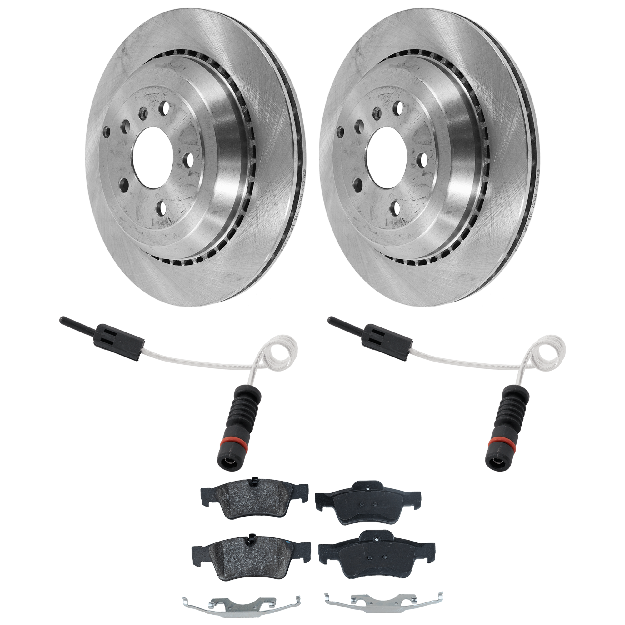 AM G55 AMG 05-06 REAR BRAKE DISC AND PAD KIT 2 Wheel Set 5 Lugs Organic with Brake Disc and Brake Pad Set SKU KIT 112124-27 OEM 34296-45414-900878-60063131-34
