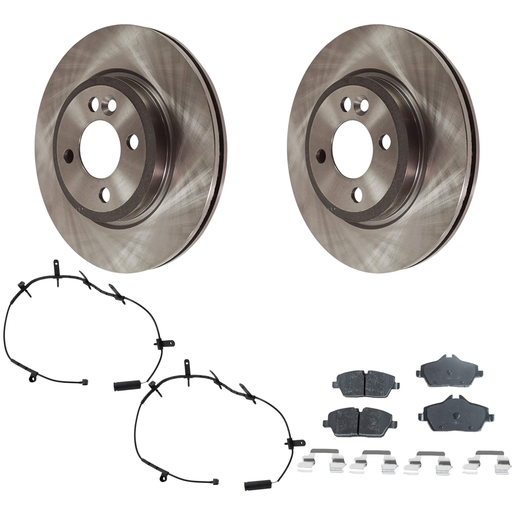 AM COOPER 07-08 FRONT BRAKE DISC AND PAD KIT 2 Wheel Set 4 Lugs Organic with Brake Disc and Brake Pad Set SKU KIT 112124-50 OEM 34412-45424-850110-900668-6003
