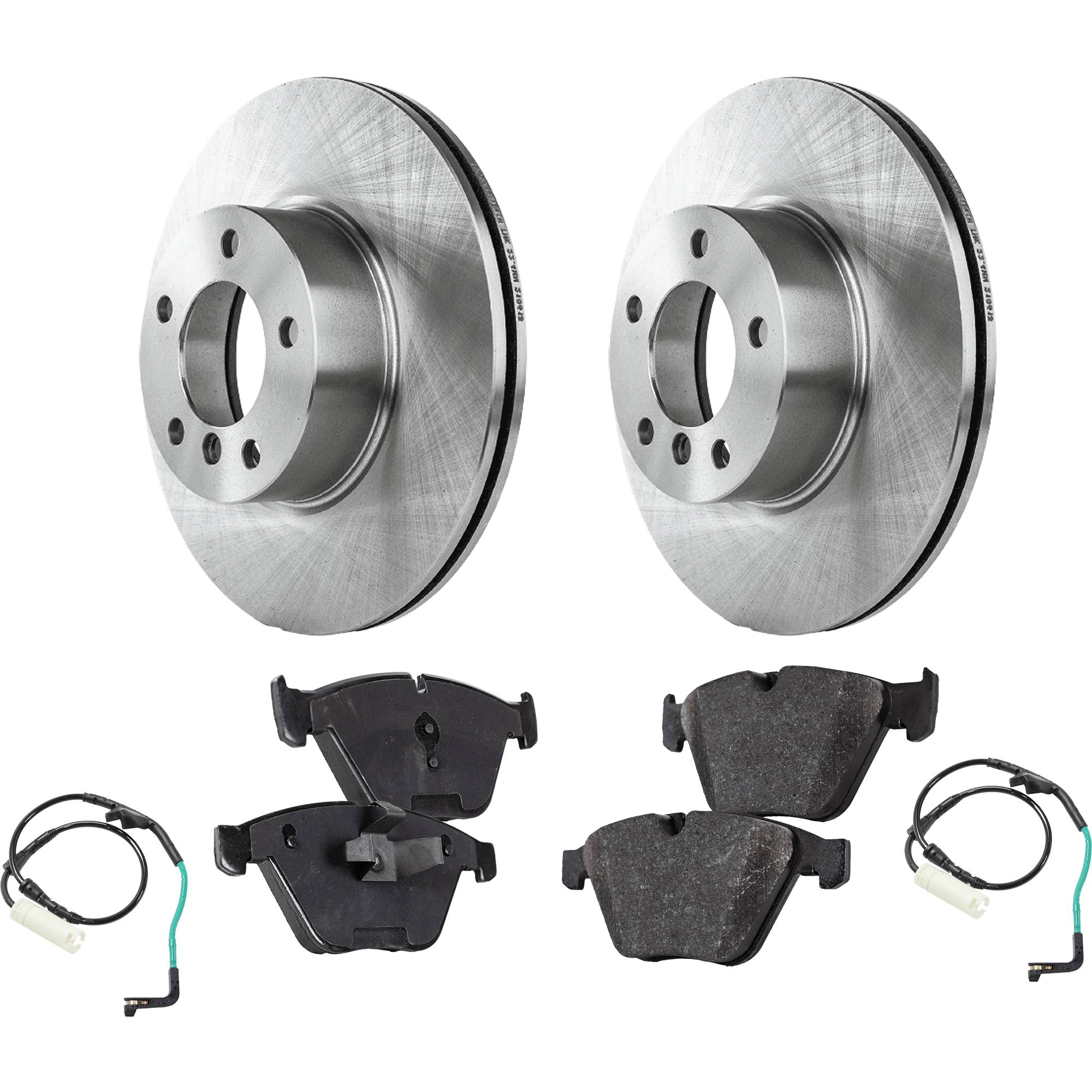 AM 3 SERIES 08-08 FRONT BRAKE DISC AND PAD KIT 2 Wheel Set 5 Lugs Organic with Brake Disc and Brake Pad Set SKU KIT 112124-52 OEM 34116774875-34116855006-343567