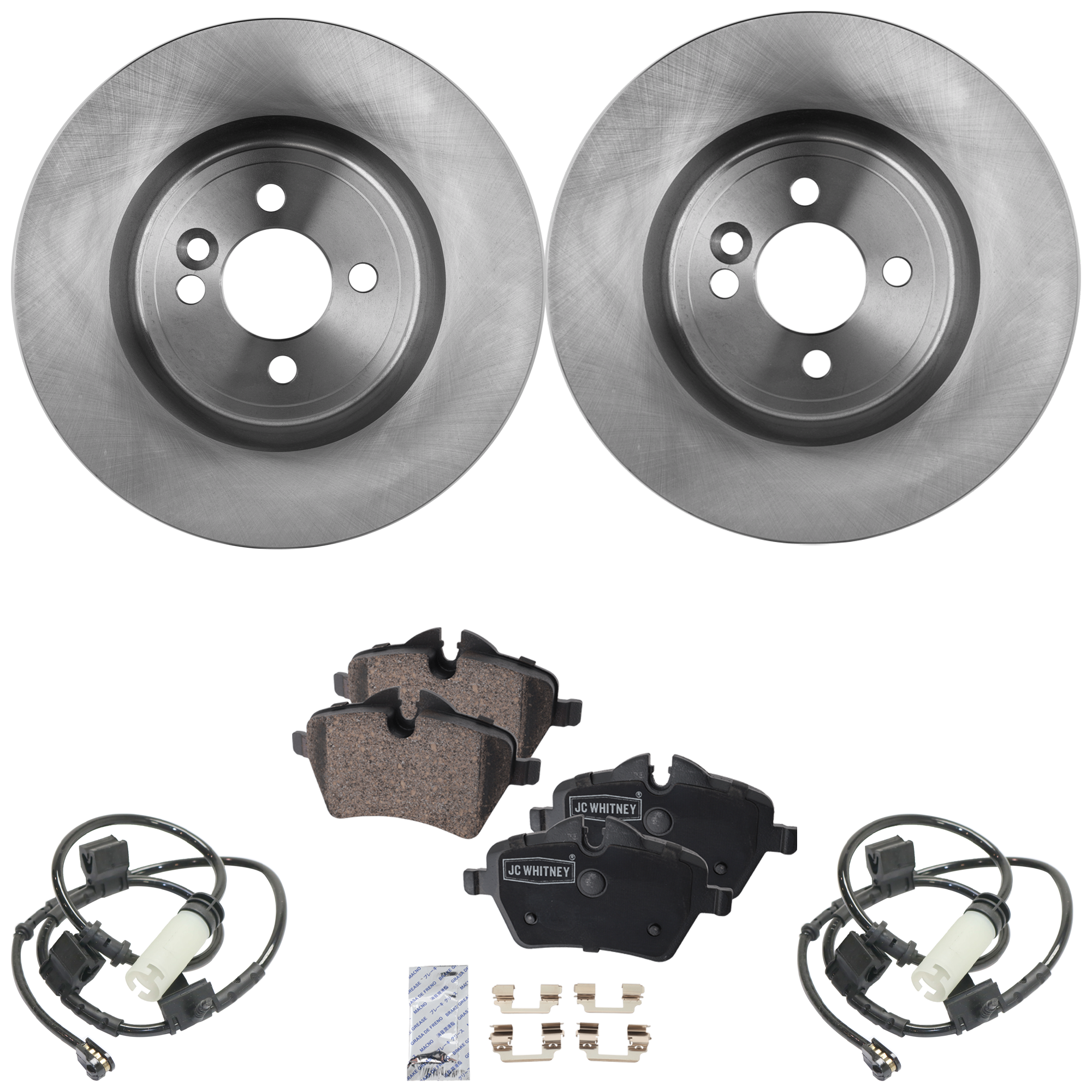 AM COOPER 12-14 FRONT BRAKE DISC AND PAD KIT 2 Wheel Set 4 Lugs Ceramic with Brake Disc and Brake Pad Set SKU KIT 112124-58 OEM 34106784366-34356792572-341167