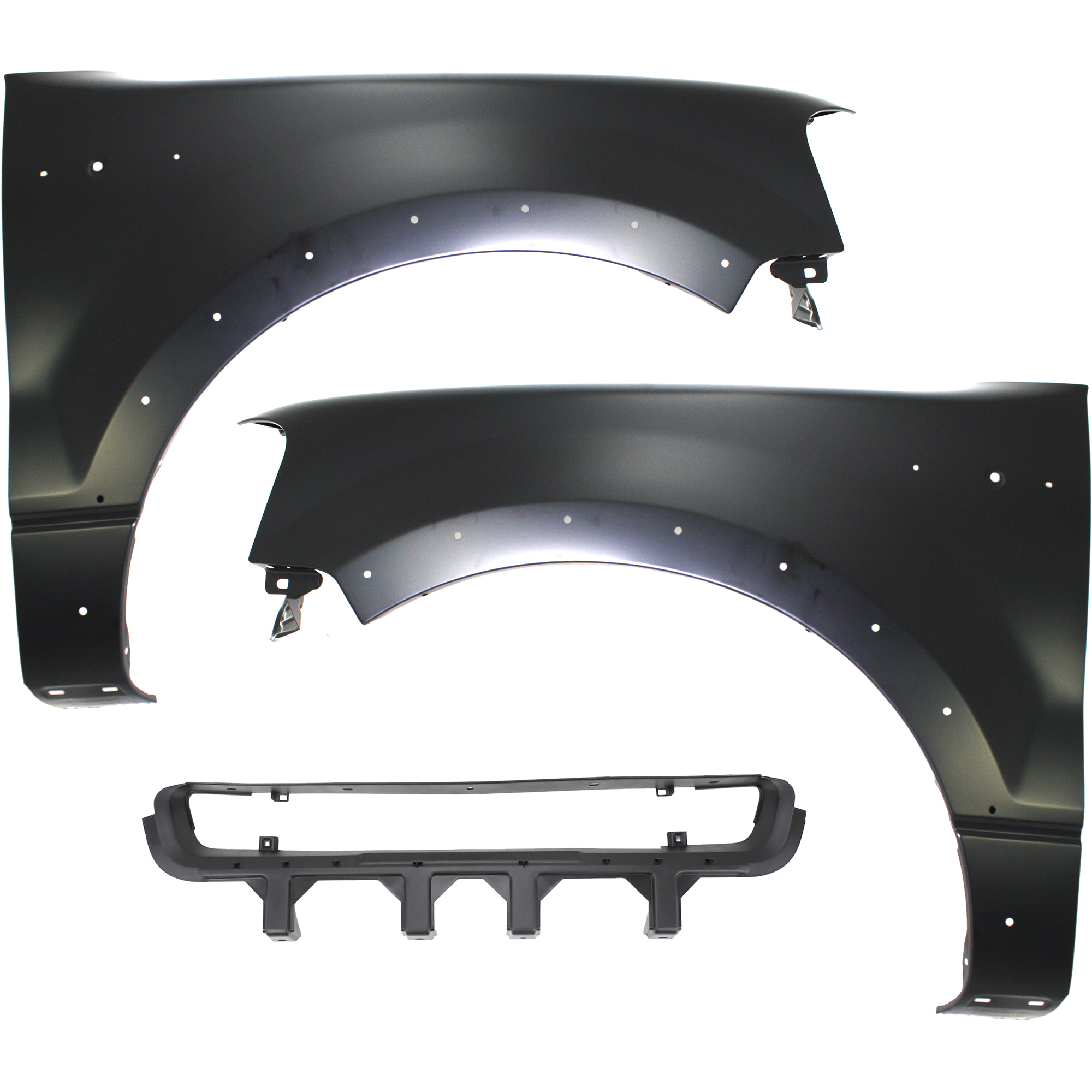 AM F 150-04-06 FRONT FENDER RH AND LH Primed 3 pc kit with Bumper Grille SKU KIT 112217-09 Partslink FO1240232 FO1241232 FO1036109 OEM 5L3Z16005BA 5L3Z16006BA 5L3Z17