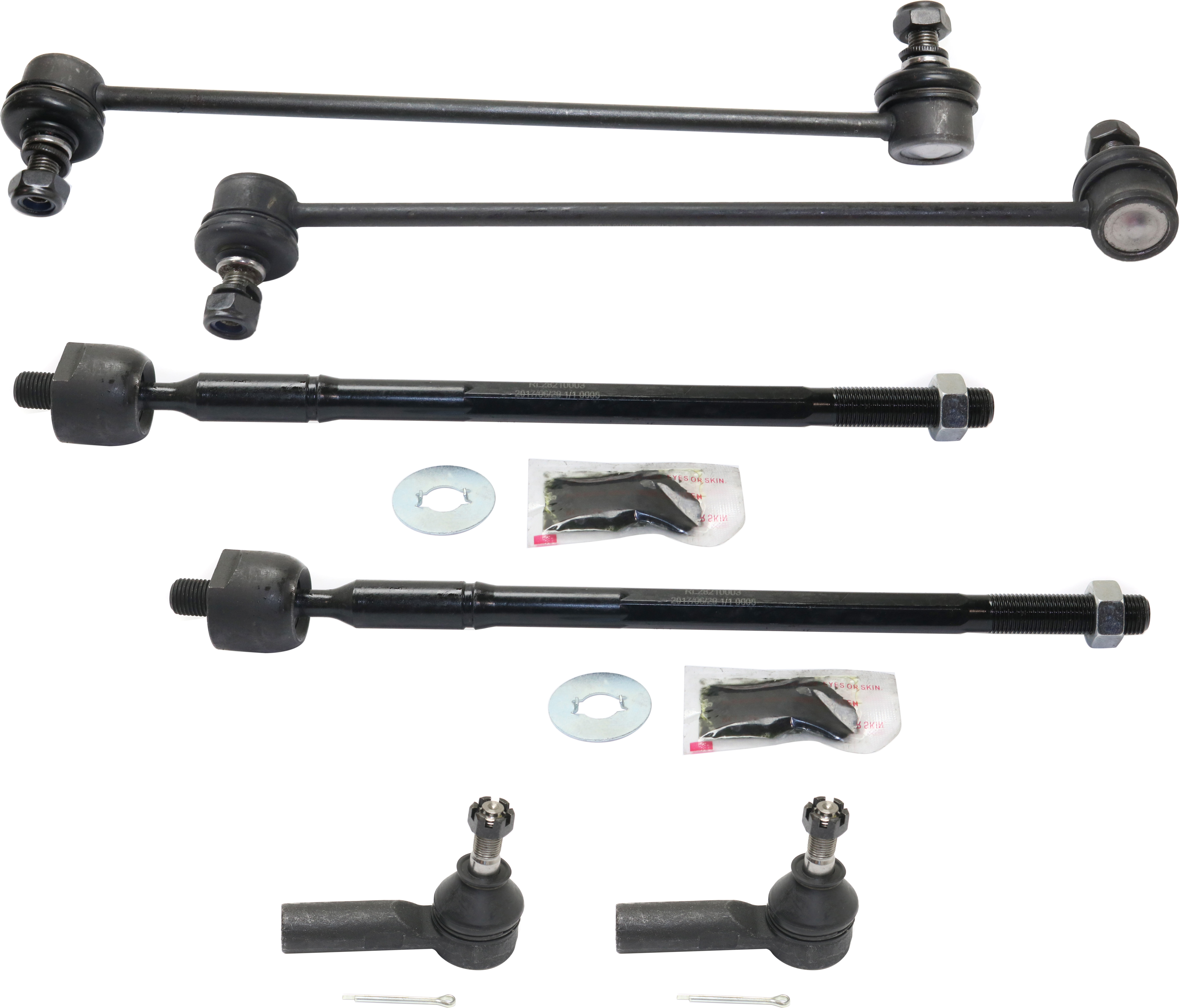 AM RX300-99-03 FRONT SUSPENSION KIT RH AND LH 6 pc Kit with Sway Bar Links and Tie Rod Ends SKU KIT 112217-18 OEM 18282-1015045-2651465-5451256