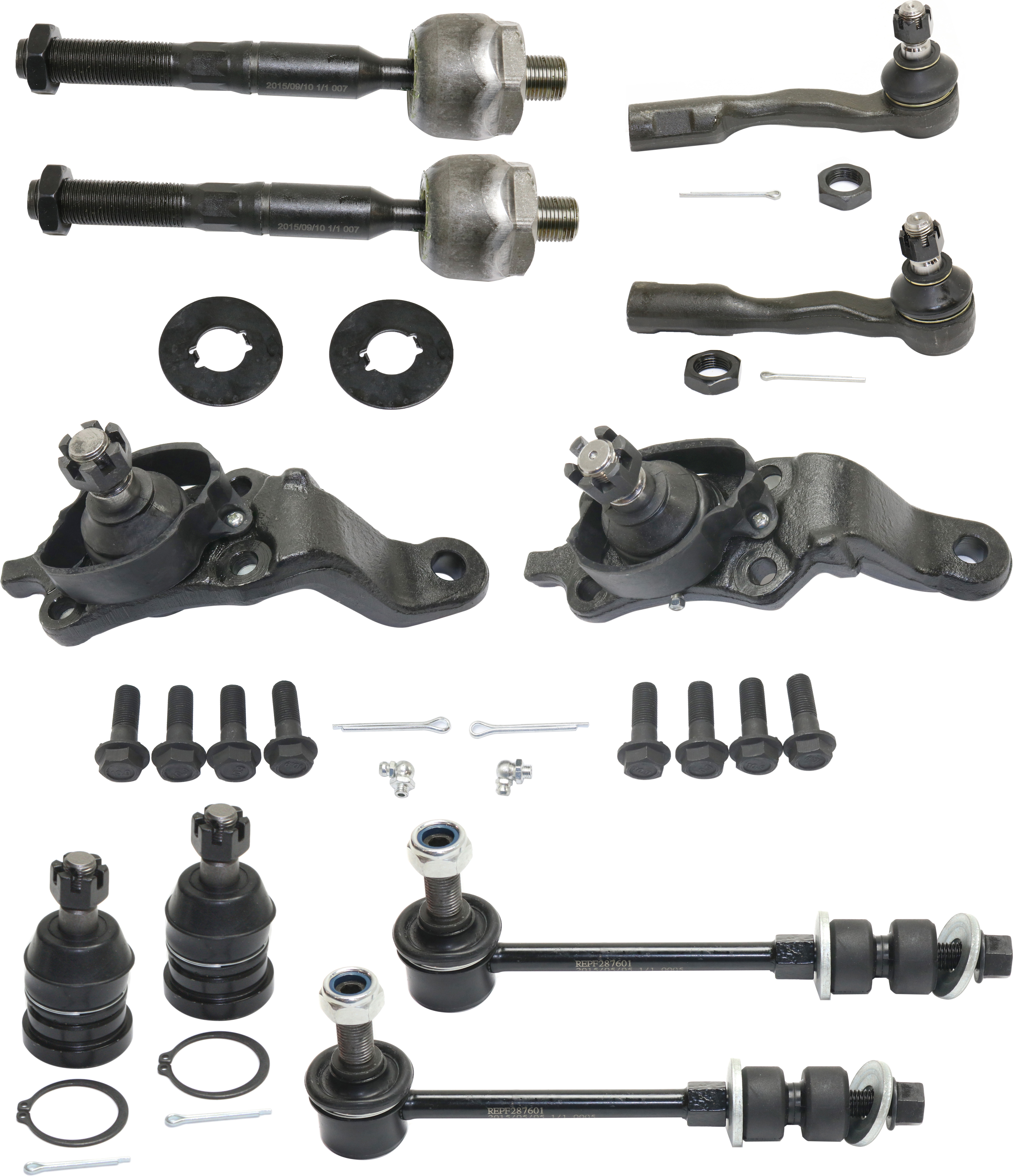AM TUNDRA 04-06 SEQUOIA 05-07 FRONT SUSPENSION KIT RH AND LH 10 pc kit with Sway Bar Links Ball Joints and Tie Rod Ends SKU KIT 112217-24 OEM 104279-1014817-2601565-5001