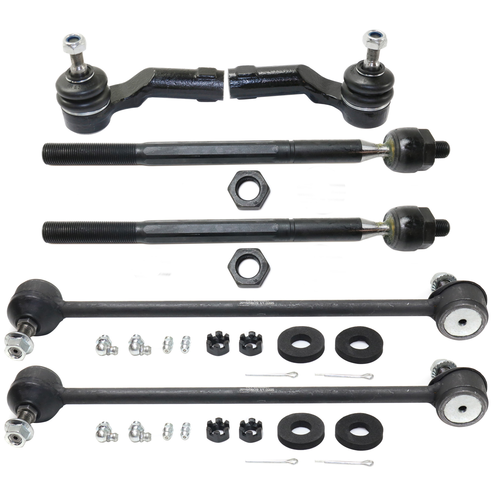 AM MAZDA 3-07-09 FRONT SUSPENSION KIT RH AND LH 6 pc kit w Sway Bar Links and Tie Rod Ends SKU KIT 112217-33 Partslink MA4522100 MA4520100 MA4521100 OEM 1015725-5451099-18750073 SL750