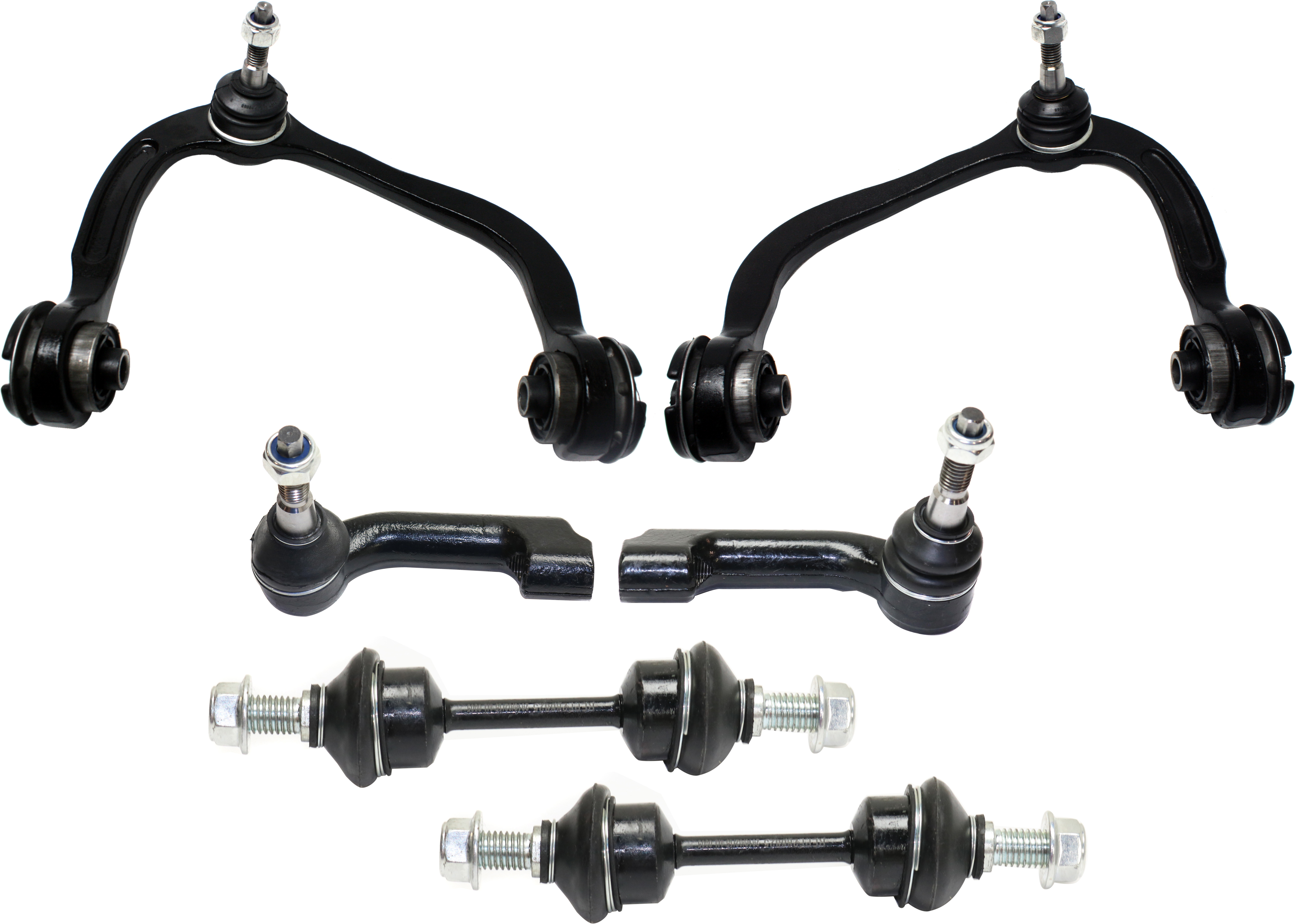 AM EXPEDITION NAVIGATOR 07-14 FRONT CONTROL ARM RH AND LH Upper 6 pc Kit with Sway Bar Links and Tie Rod Ends SKU KIT 112217-38 OEM 4L3Z3085AB 6L3Z3085AL 7L1Z3085