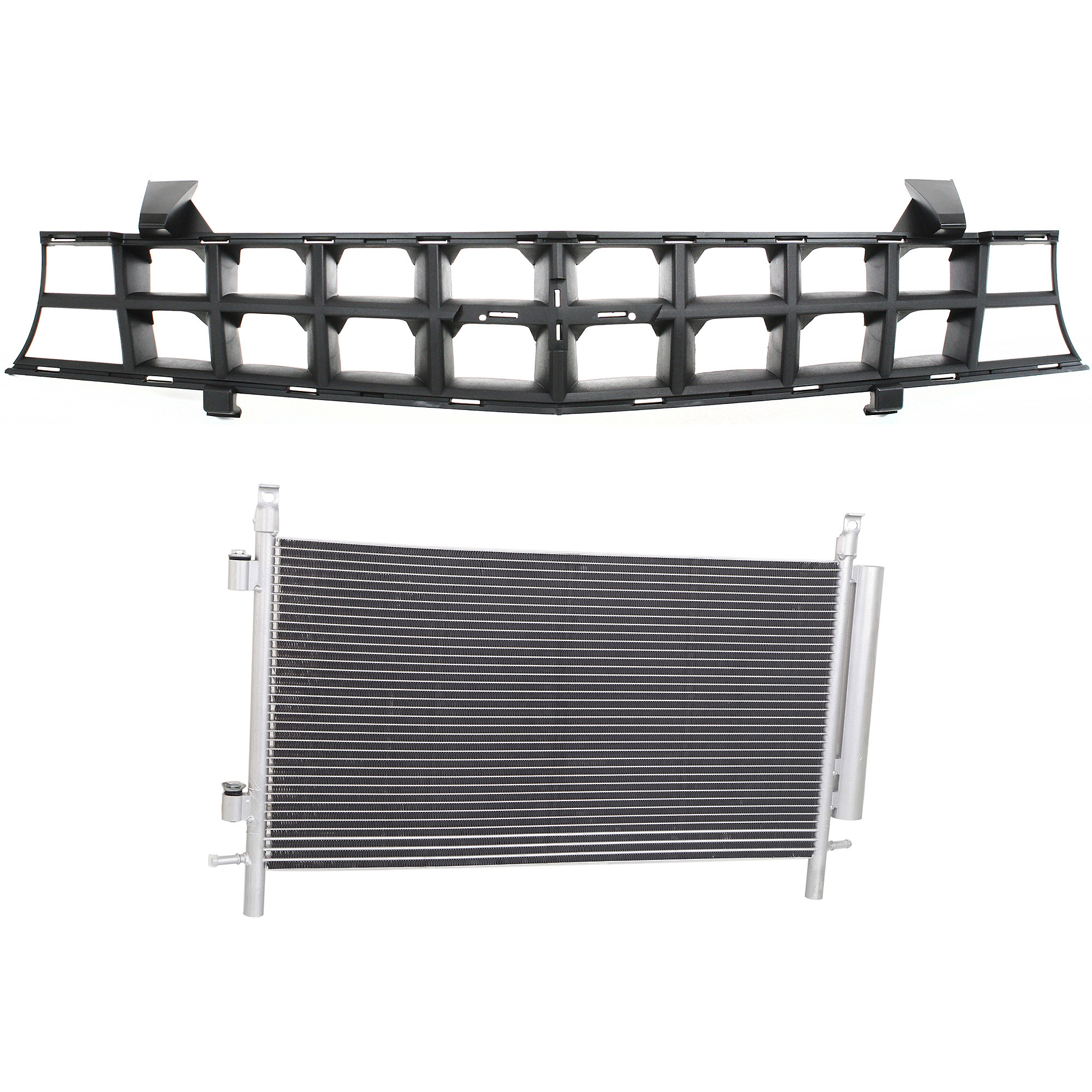 AM CAMARO 10-11 GRILLE 2 pc Kit Textured Black Shell and Insert with A C Condenser CAPA SKU KIT 112423-02 Partslink GM1200620C GM3030286 OEM 20966055-92243533
