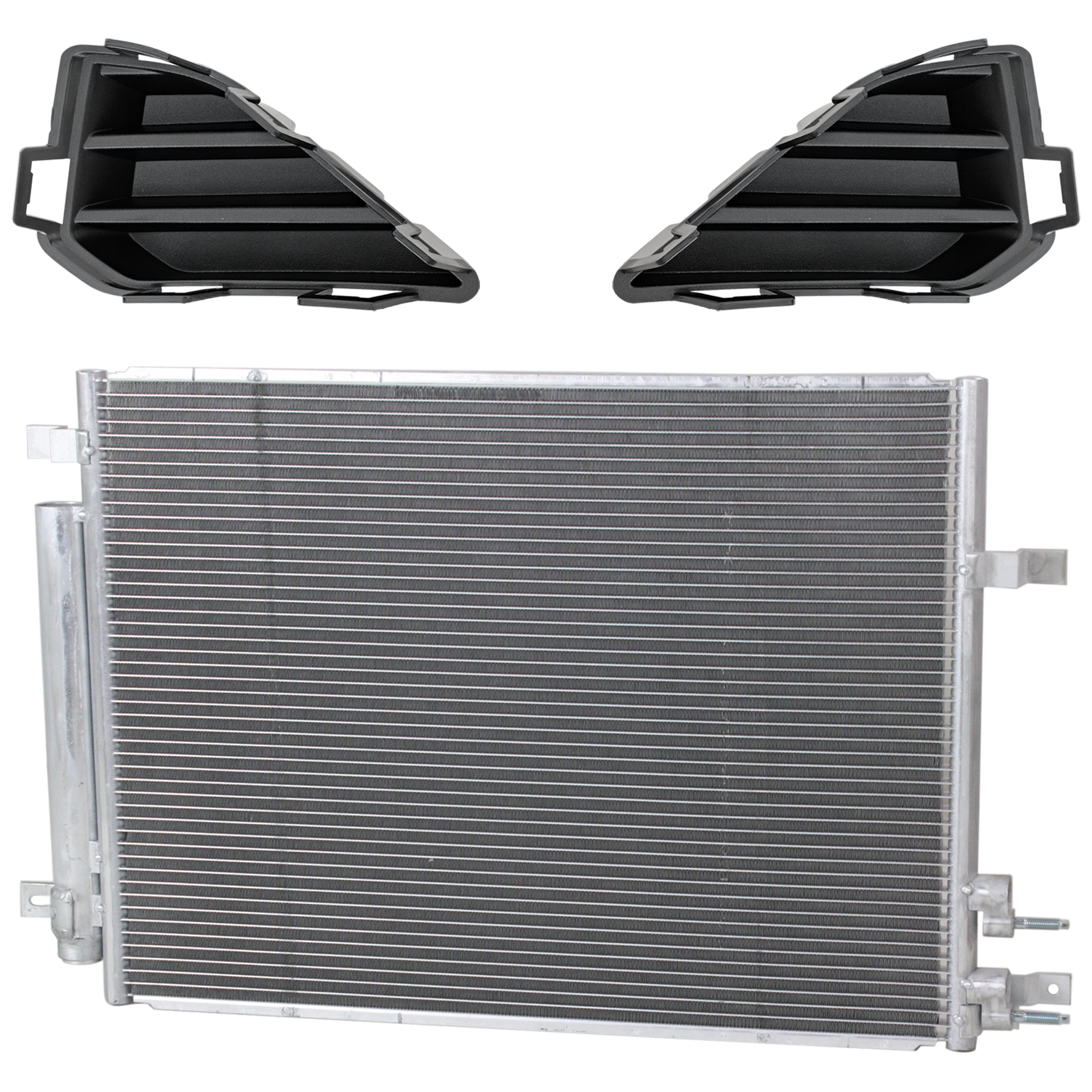 AM CAMARO 20-24 FRONT BUMPER GRILLE RH AND LH 3 pc Kit Black Cover with A C Condenser SKU KIT 112423-102 Partslink GM1038269 GM1039269 GM3030321 OEM 84112288-84112289-23455461-849