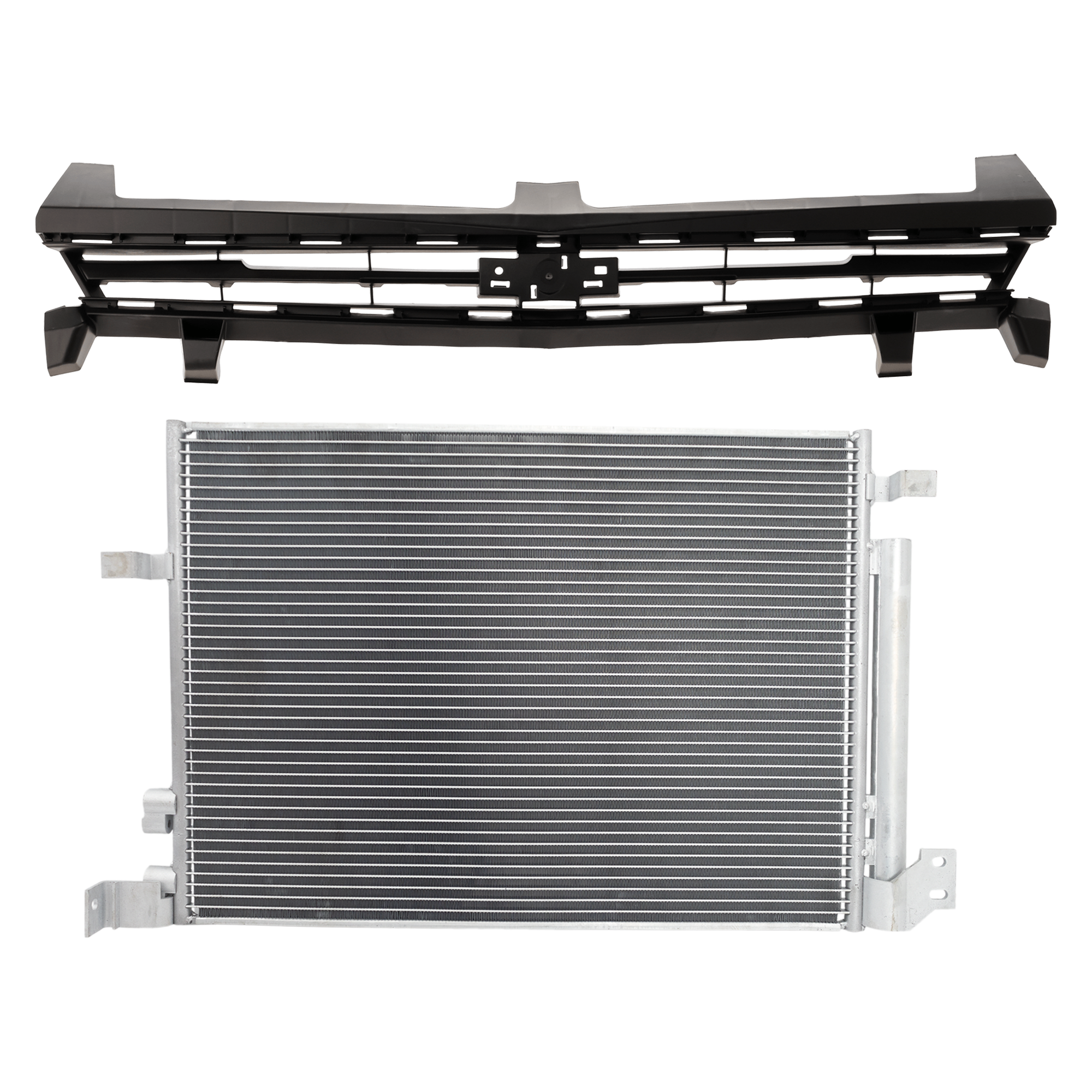 AM CAMARO 16-18 GRILLE 2 pc Kit Upper Textured Shell and Insert with A C Condenser SKU KIT 112423-11 Partslink GM1200780 GM3030314 OEM 84140573-84947857