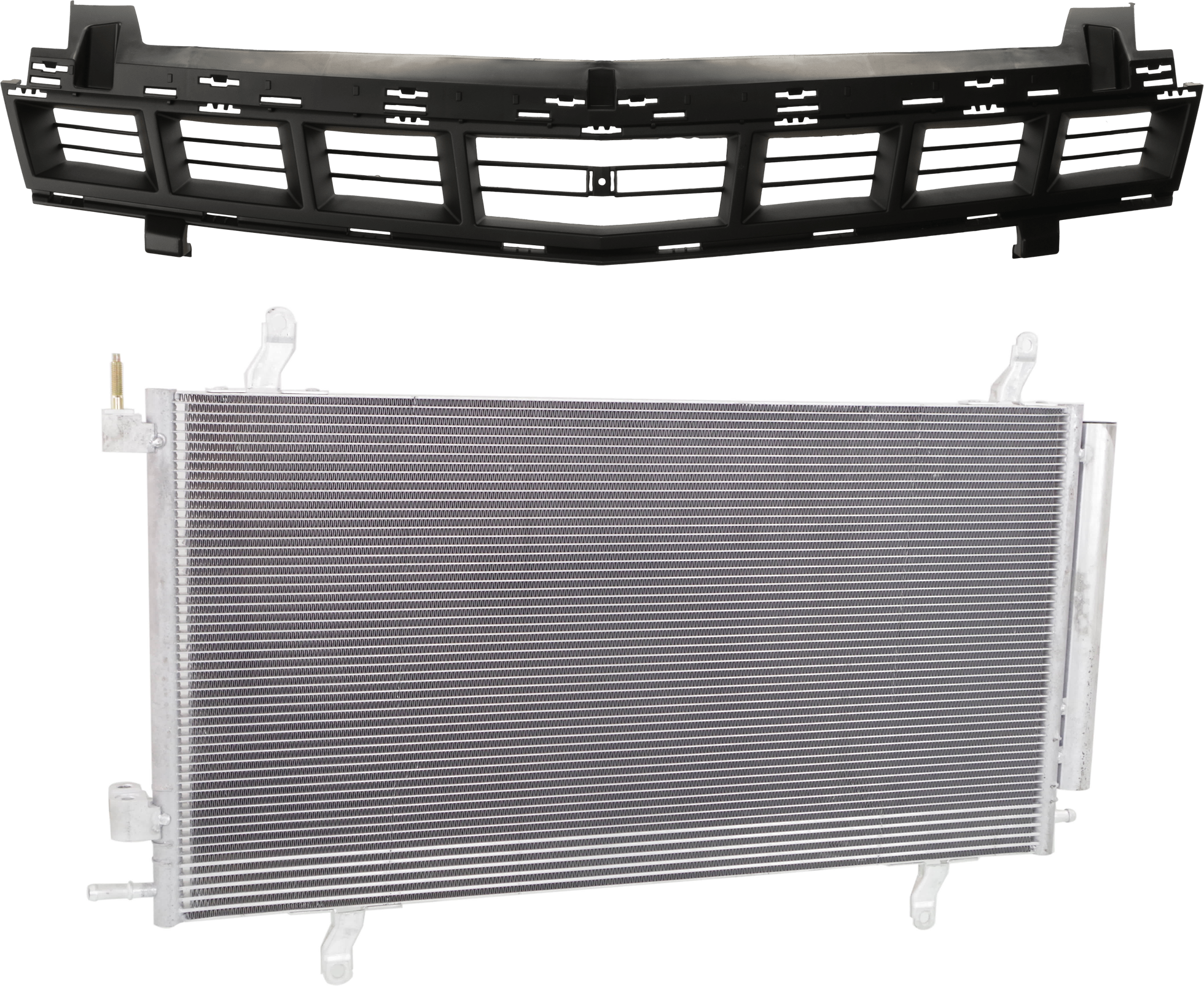 AM CAMARO 14-15 GRILLE 2 pc Kit Center Paintable Shell and Insert with A C Condenser SKU KIT 112423-14 Partslink GM1200695 GM3030302 OEM 22829517-23456530