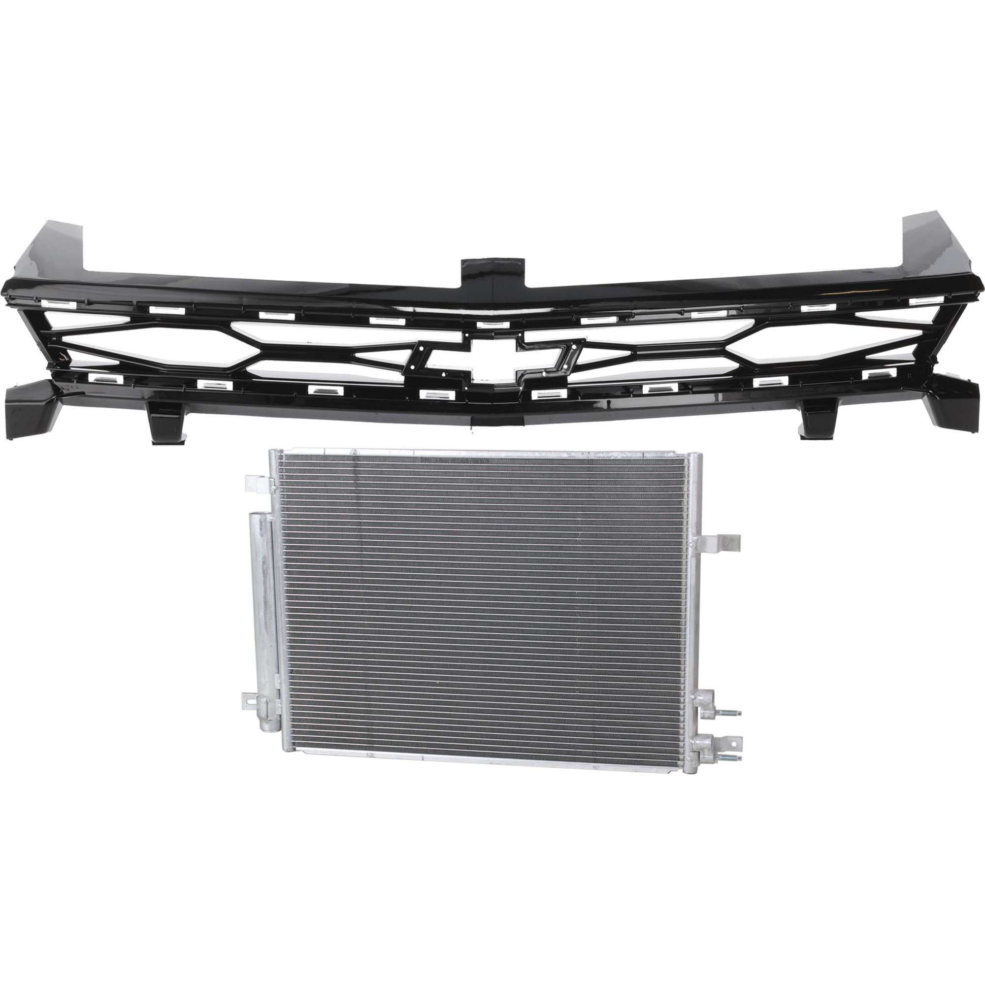AM CAMARO 16-24 GRILLE 2 pc Kit Textured Black Shell and Insert ZL1 Models with A C Condenser SKU KIT 112423-15 Partslink GM1200748 GM3030321 OEM 84718396-23455461-84947859
