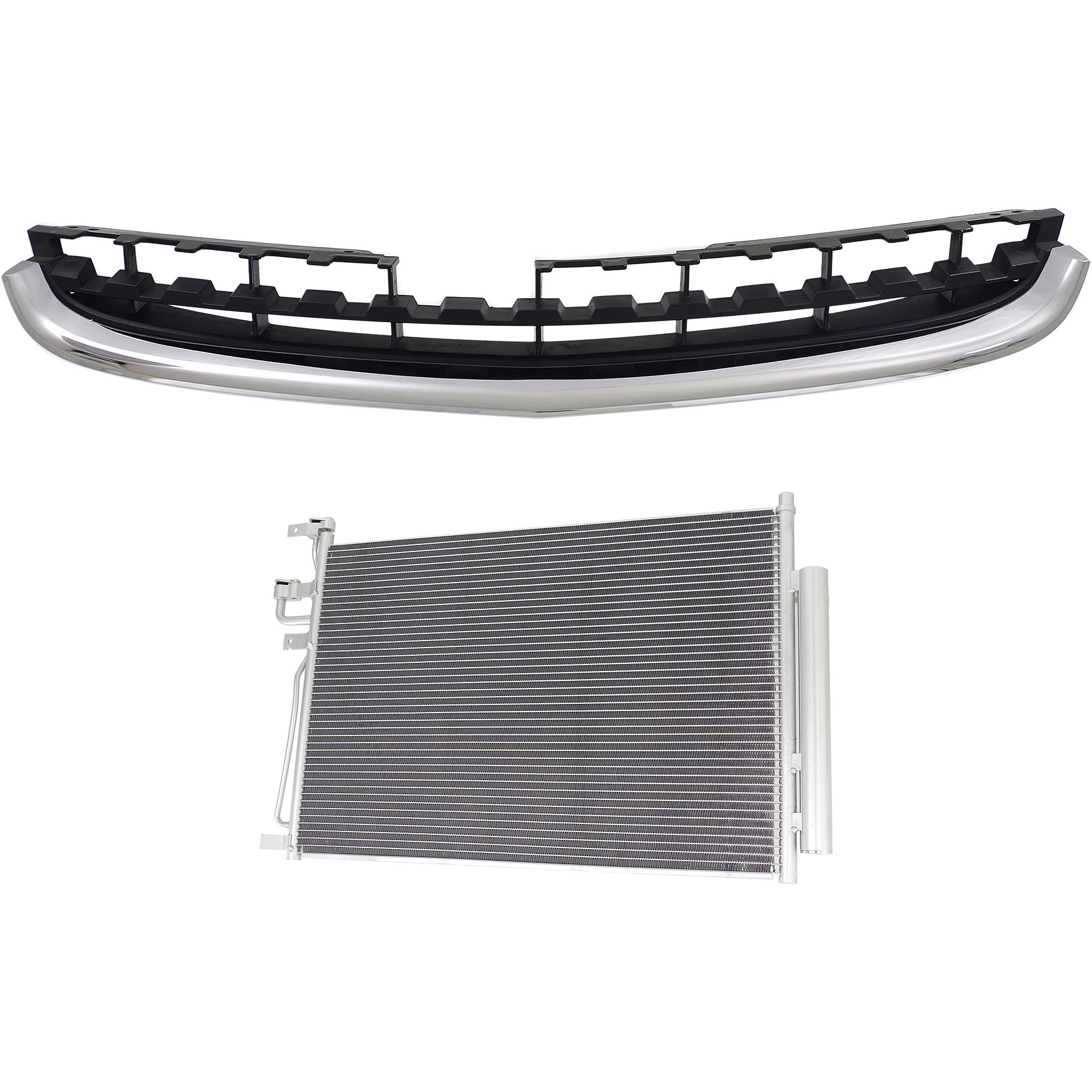 AM CAPTIVA SPORT 12-15 GRILLE 2 pc Kit Radiator Grille Chrome Shell and Insert with A C Condenser SKU KIT 112423-18 Partslink GM1200664 GM3030277 OEM 25911316-20759645