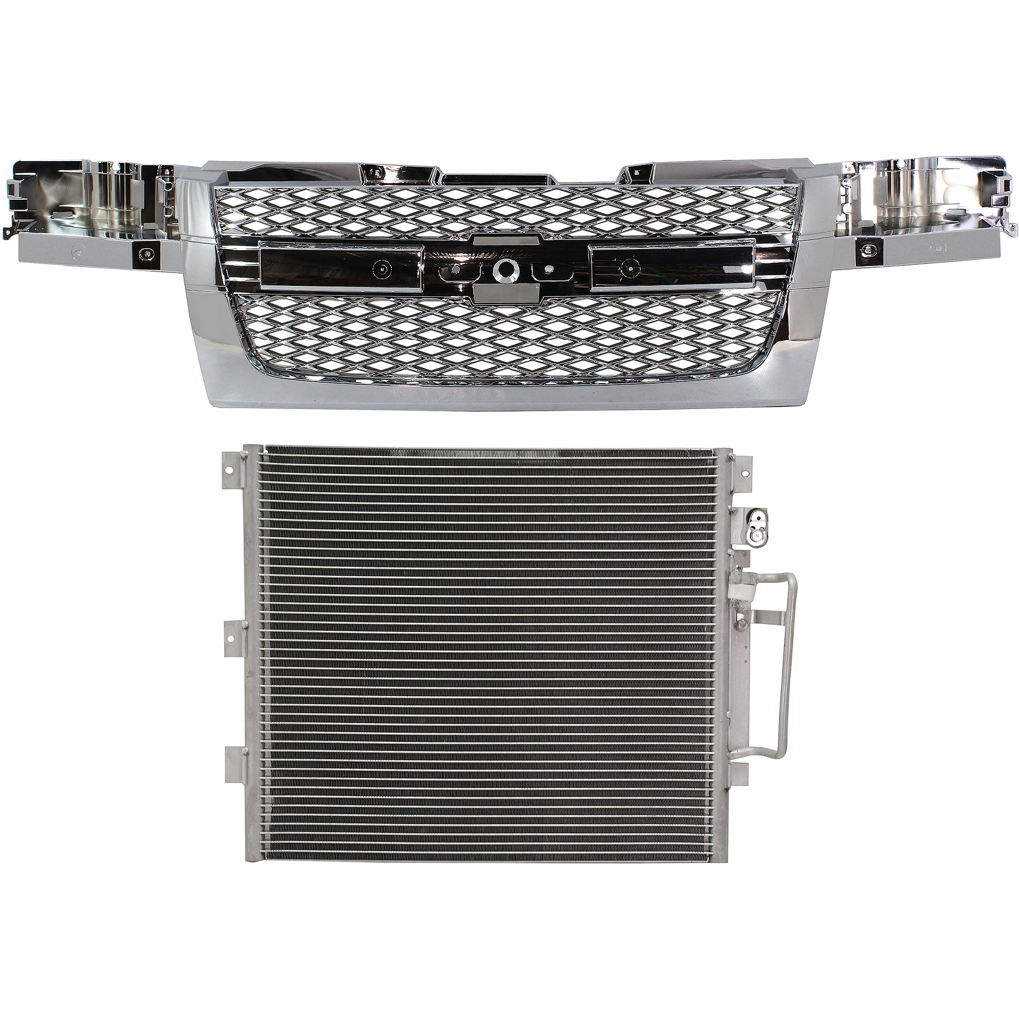 AM COLORADO 04-12 GRILLE 2 pc Kit Mesh Insert Chrome Shell and Insert 2 Piece Design without Center Bar with A C Condenser SKU KIT 112423-28 Partslink Performance GM3030262 OEM Performance 89019343