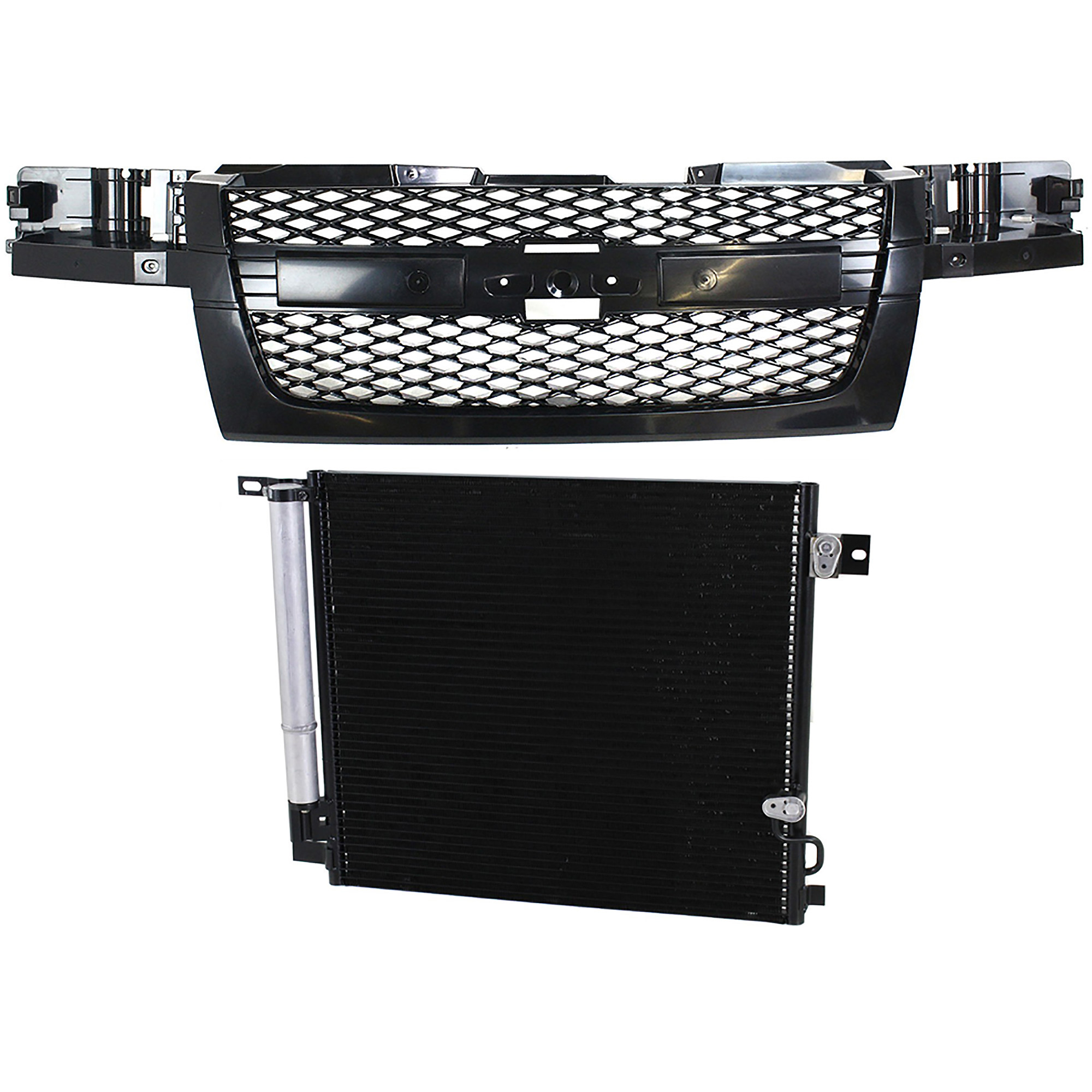 AM COLORADO 09-12 GRILLE 2 pc Kit Mesh Insert Textured Dark Gray Shell and Insert 2 Piece Design without Center Bar with A C Condenser SKU KIT 112423-34 Partslink GM1200560 HU3030102 OEM 12335790-25964057