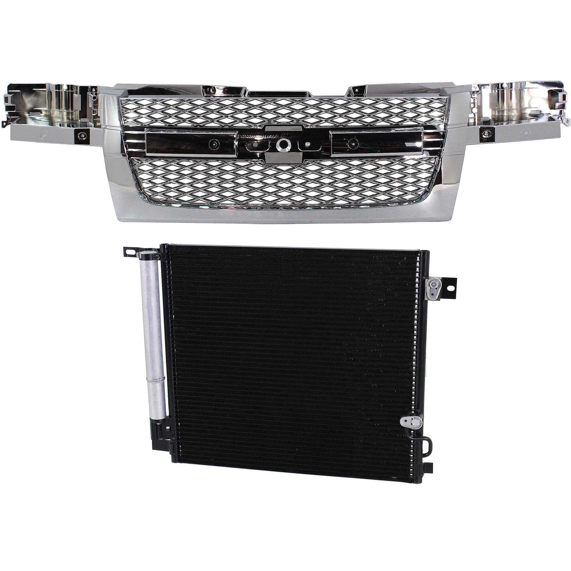 AM COLORADO 09-12 GRILLE 2 pc Kit Mesh Insert Chrome Shell and Insert 2 Piece Design without Center Bar with A C Condenser SKU KIT 112423-35 Partslink Performance HU3030102 OEM Performance 25964057