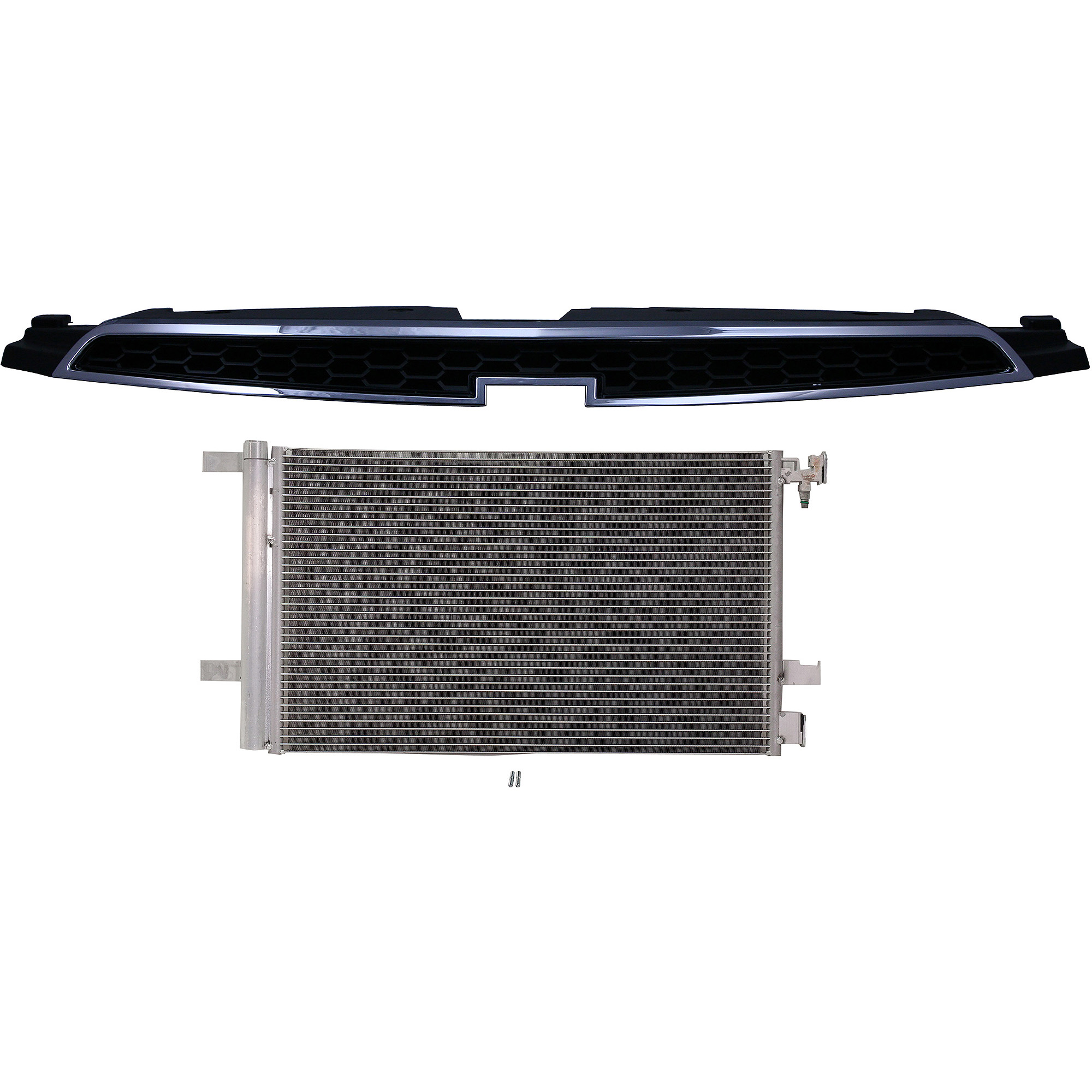 AM CRUZE 11-14 GRILLE 2 pc Kit Chrome Shell Painted Black Insert with A C Condenser SKU KIT 112423-52 Partslink GM1200623 GM3030285 OEM 96981100-23305638