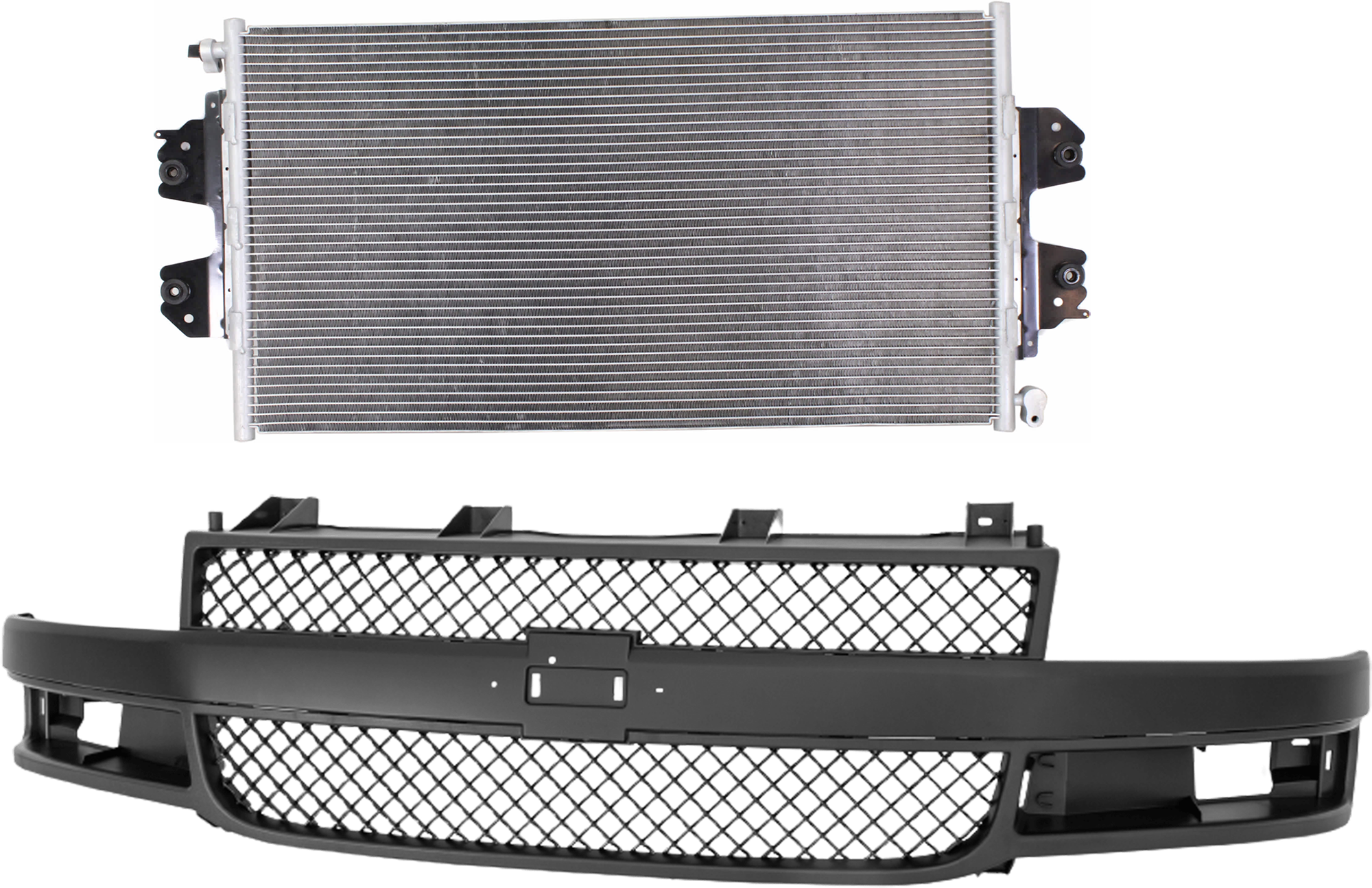 AM EXPRESS VAN 18-23 GRILLE 2 pc Kit Dark Gray Shell and Insert with A C Condenser CAPA SKU KIT 112423-92 Partslink GM1200834C GM3030250 OEM 23469929-84689072