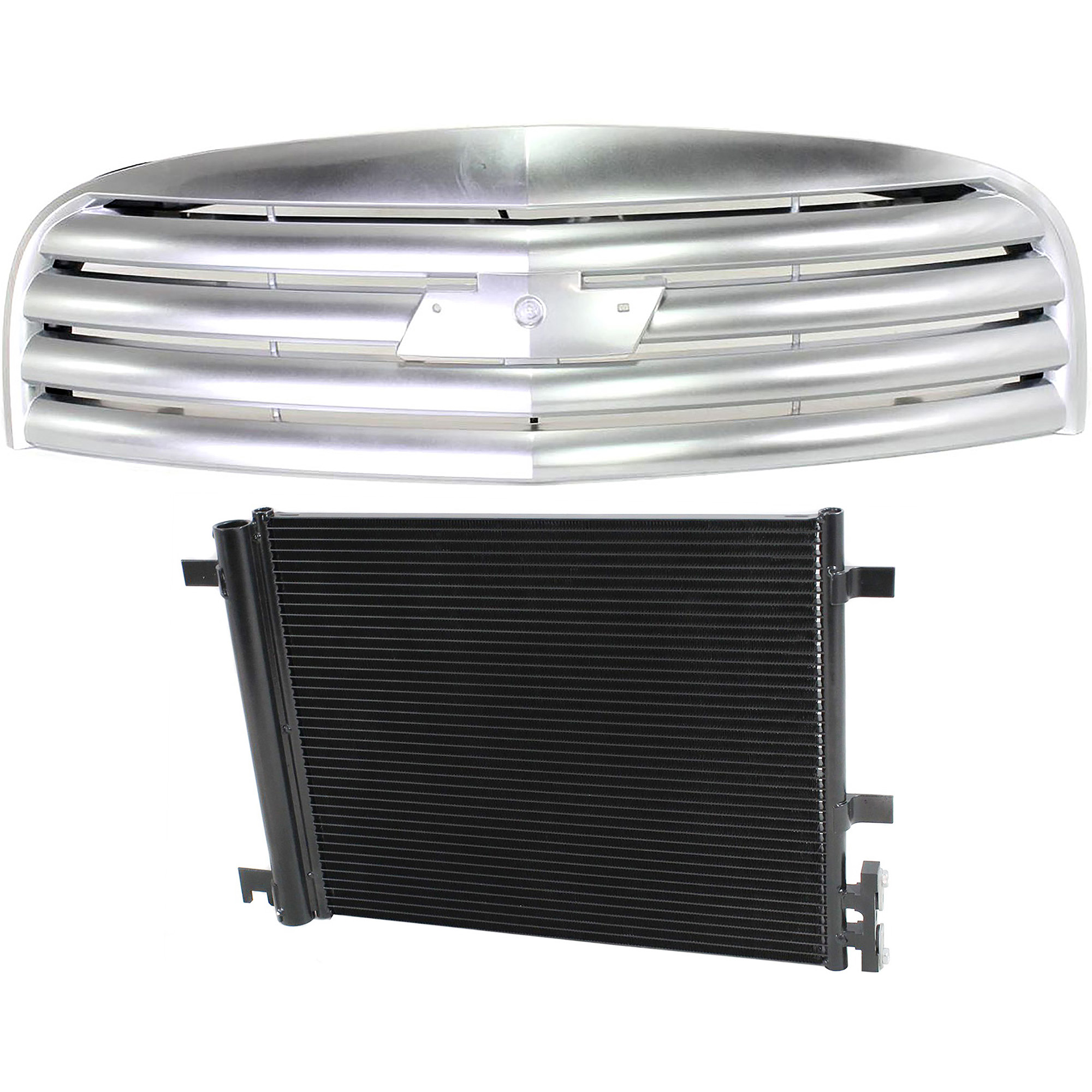 AM HHR 06-11 GRILLE 2 pc Kit Satin Chrome Shell and Insert with A C Condenser SKU KIT 112423-94 Partslink GM1200626 GM3030273 OEM 20836147-20889194