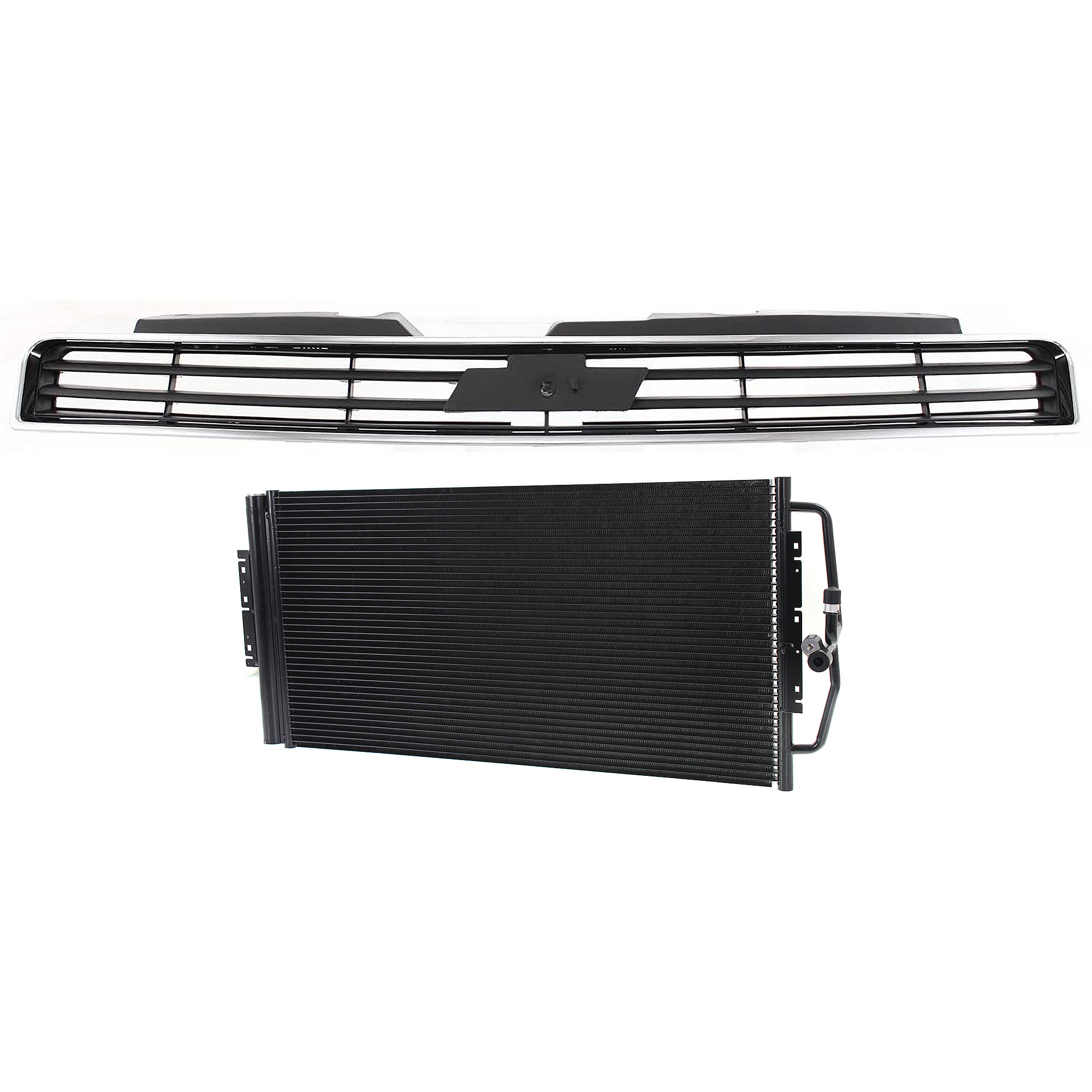 AM IMPALA 06-11 MONTE CARLO 06-07 GRILLE 2 pc Kit Chrome Shell Dark Gray Insert with A C Condenser SKU KIT 112423-96 Partslink GM1200562 GM3030267 OEM 10333709-89019322