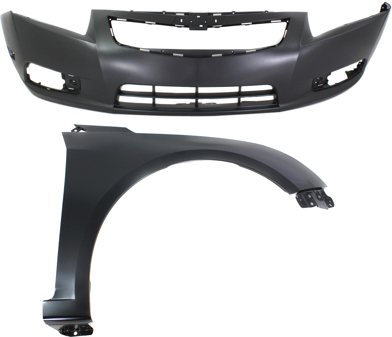 AM CRUZE 11-14 FRONT BUMPER COVER 2 pc Kit with Fender SKU KIT 112617-134 Partslink GM1000924 GM1241370 OEM 95217520-95092195