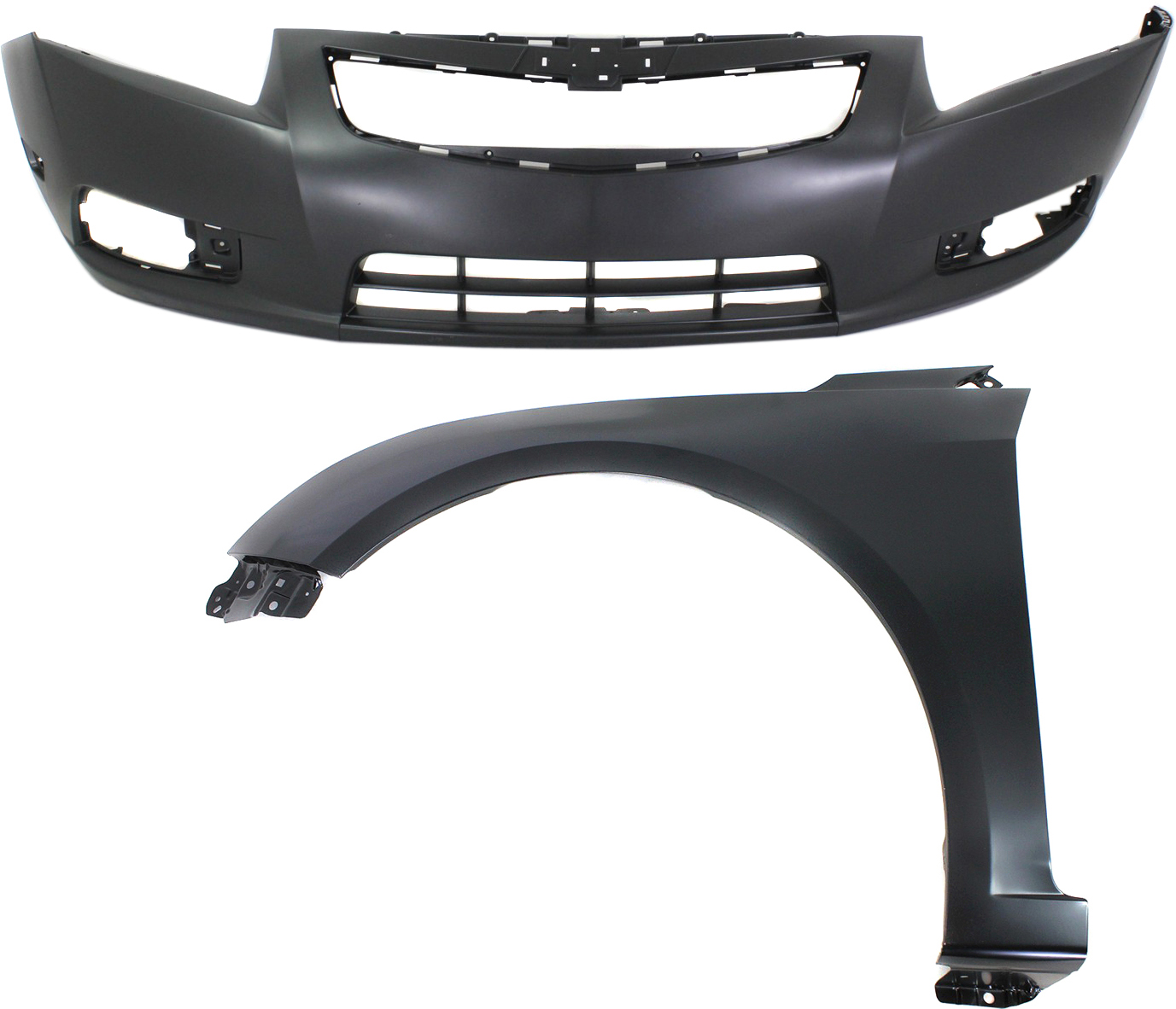 AM CRUZE 11-14 FRONT BUMPER COVER 2 pc Kit with Fender SKU KIT 112617-138 Partslink GM1000924 GM1240370 OEM 95217520-95092194
