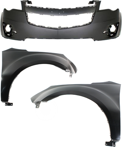 AM EQUINOX 10-15 FRONT BUMPER COVER Upper 3 pc Kit with Fenders SKU KIT 112617-142 Partslink GM1000907 GM1240364 GM1241364 OEM 20983230-22846917-22846918