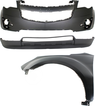 AM EQUINOX 10-15 FRONT BUMPER COVER 3 pc Kit with Front Fender LH SKU KIT 112617-152 Partslink GM1000907 GM1015106 GM1240364 OEM 20983230-25798743-22846917