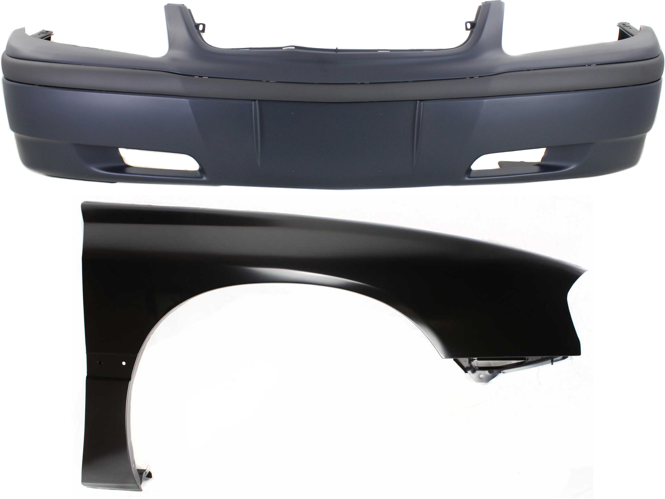 AM IMPALA 00-05 FRONT BUMPER COVER 2 pc kit with Front Fender RH w o App. Pkg SKU KIT 112617-158 Partslink GM1000619 GM1241273 OEM 1-233-595-189-025-170