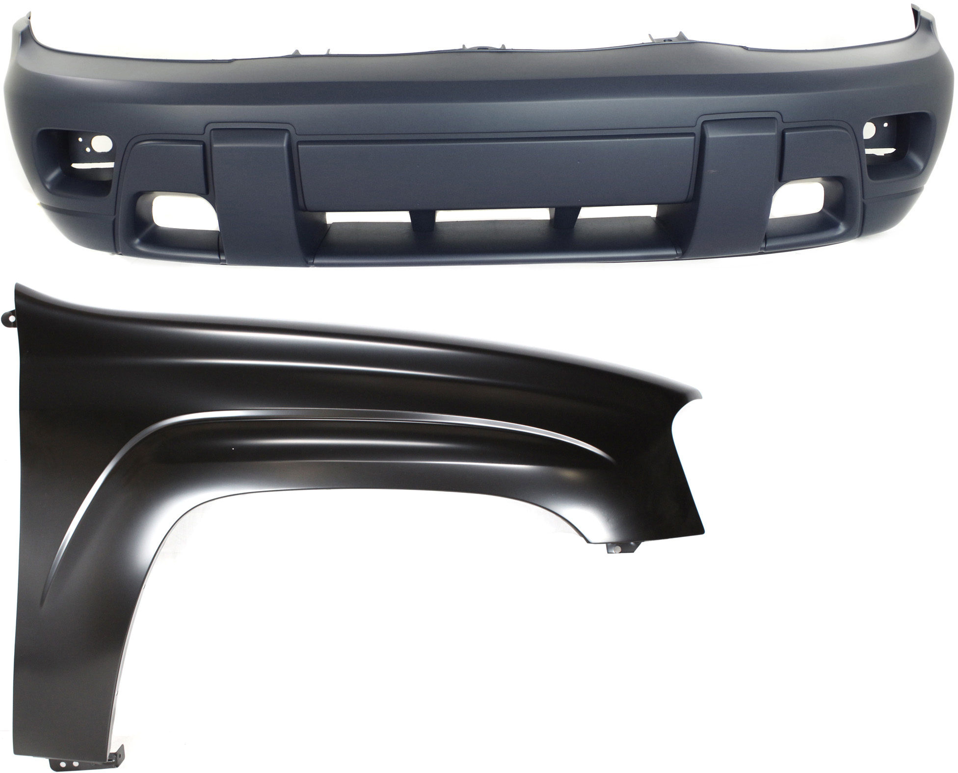 AM TRAILBLAZER 02-05 FRONT BUMPER COVER 2 pc Kit with Front Fender RH SKU KIT 112617-193 Partslink GM1000672 GM1241289 OEM 88943617-12477994