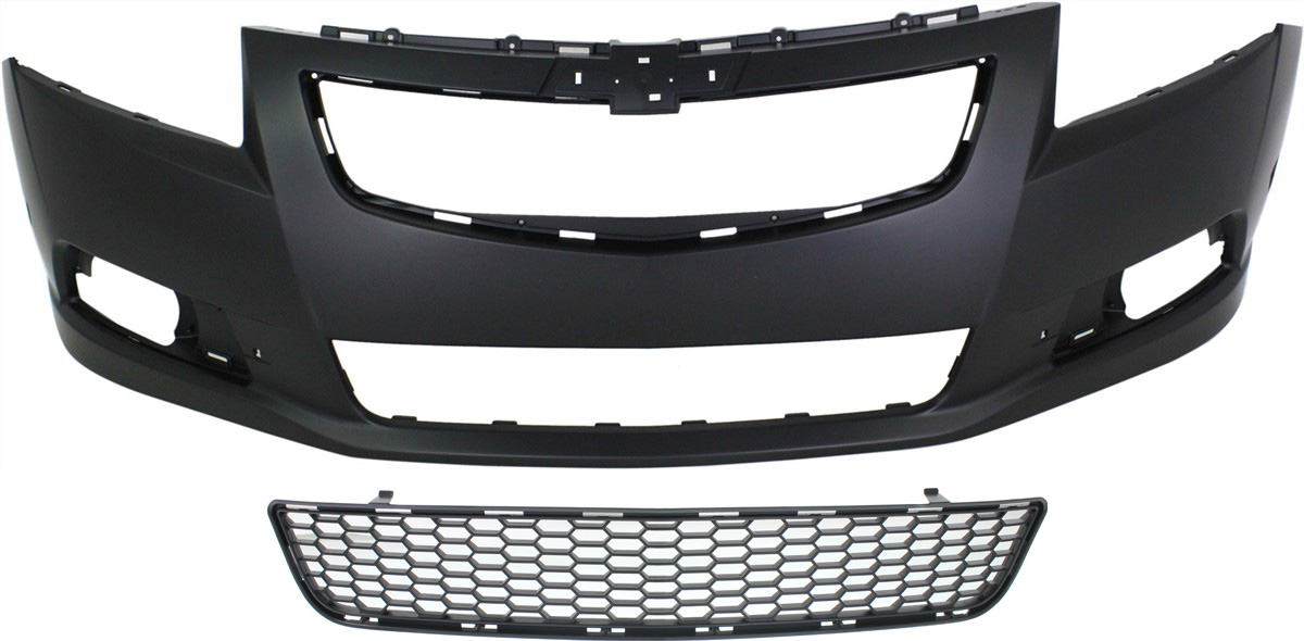 AM CRUZE 11-14 FRONT BUMPER COVER Primed 2 pc Kit with Bumper Grille SKU KIT 112617-19 Partslink GM1000925 GM1036142 OEM 95217521-95167964