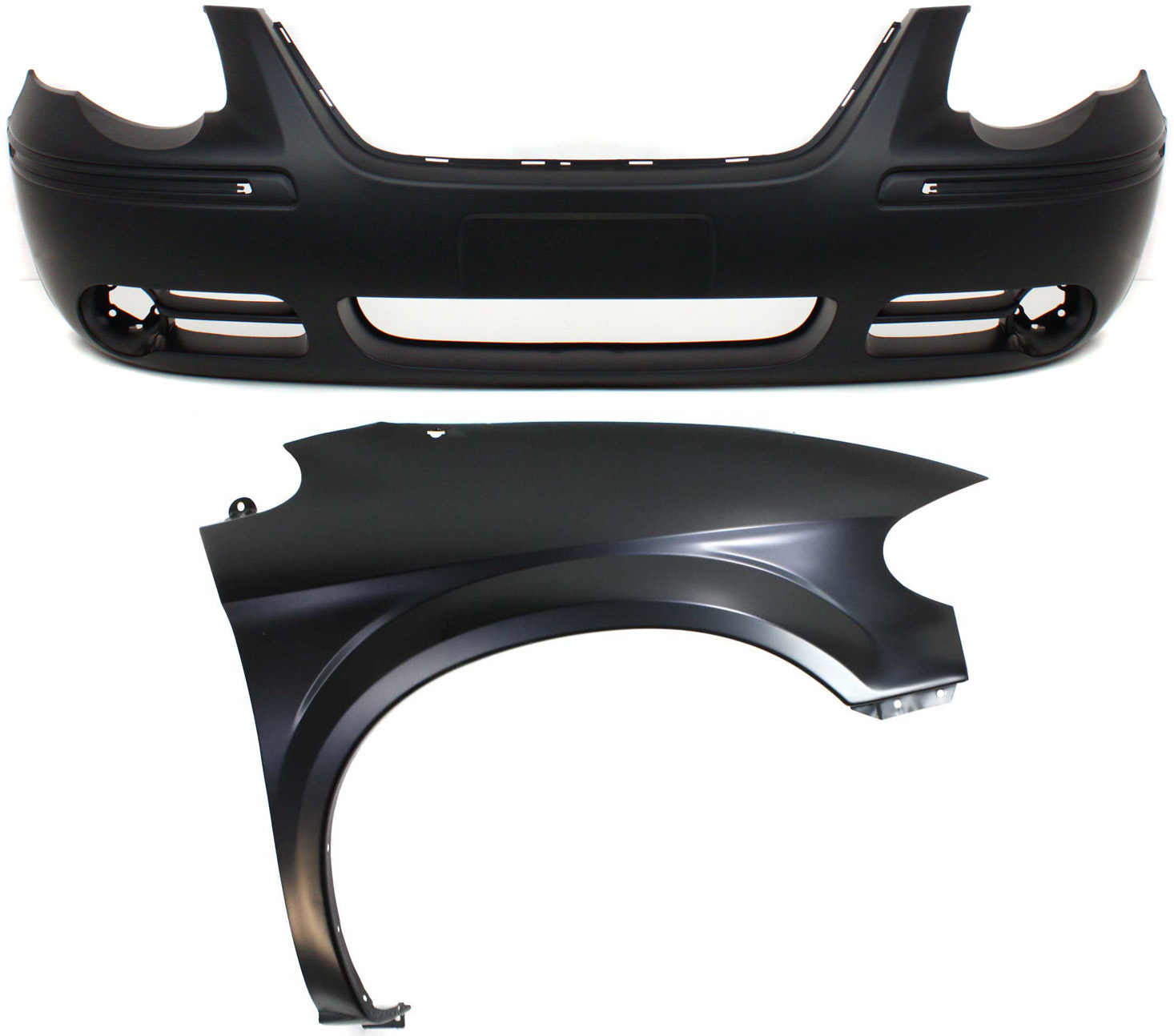 AM TOWN COUNTRY 05-07 FRONT BUMPER COVER 2 pc Kit with Fender SKU KIT 112617-220 Partslink CH1000433 CH1241228 OEM 5139121AA 5018442AB