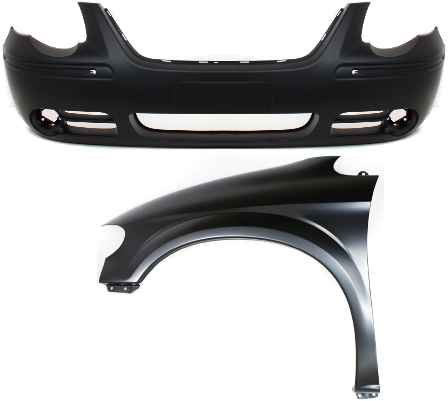 AM TOWN COUNTRY 05-07 FRONT BUMPER COVER 2 pc Kit with Fender SKU KIT 112617-222 Partslink CH1000433 CH1240228 OEM 5139121AA 5018443AB