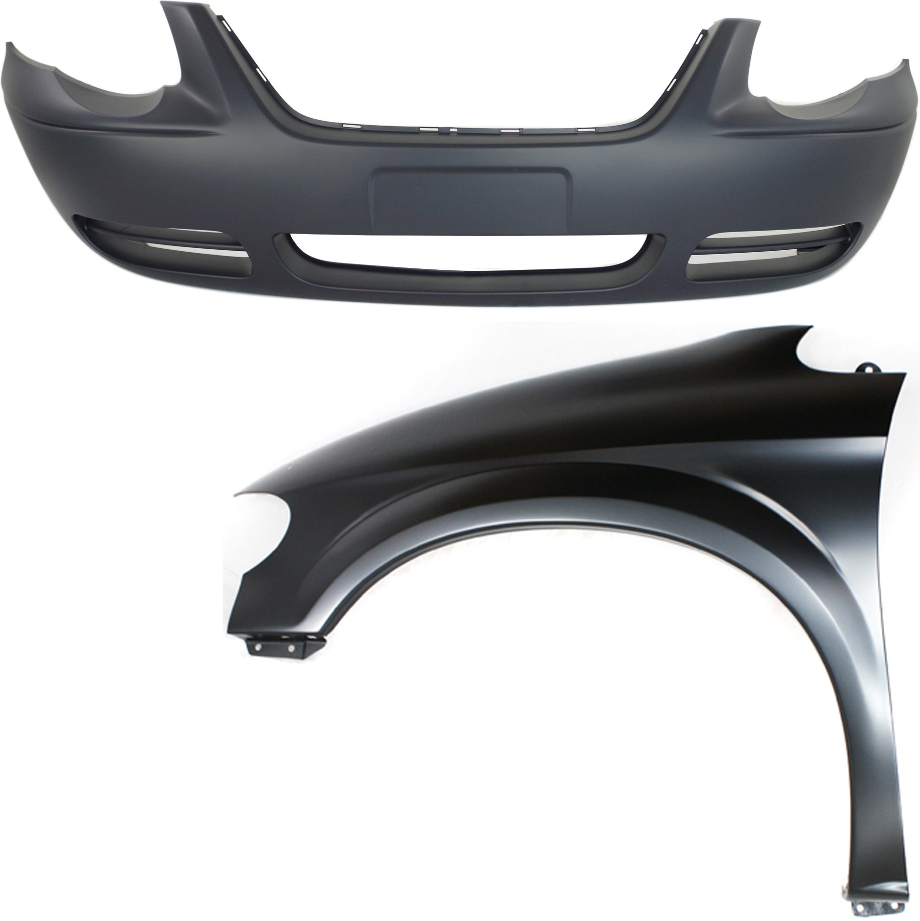 AM TOWN COUNTRY 05-07 FRONT BUMPER COVER 2 pc Kit with Fender SKU KIT 112617-223 Partslink CH1000434 CH1240228 OEM 5139120AA 5018443AB